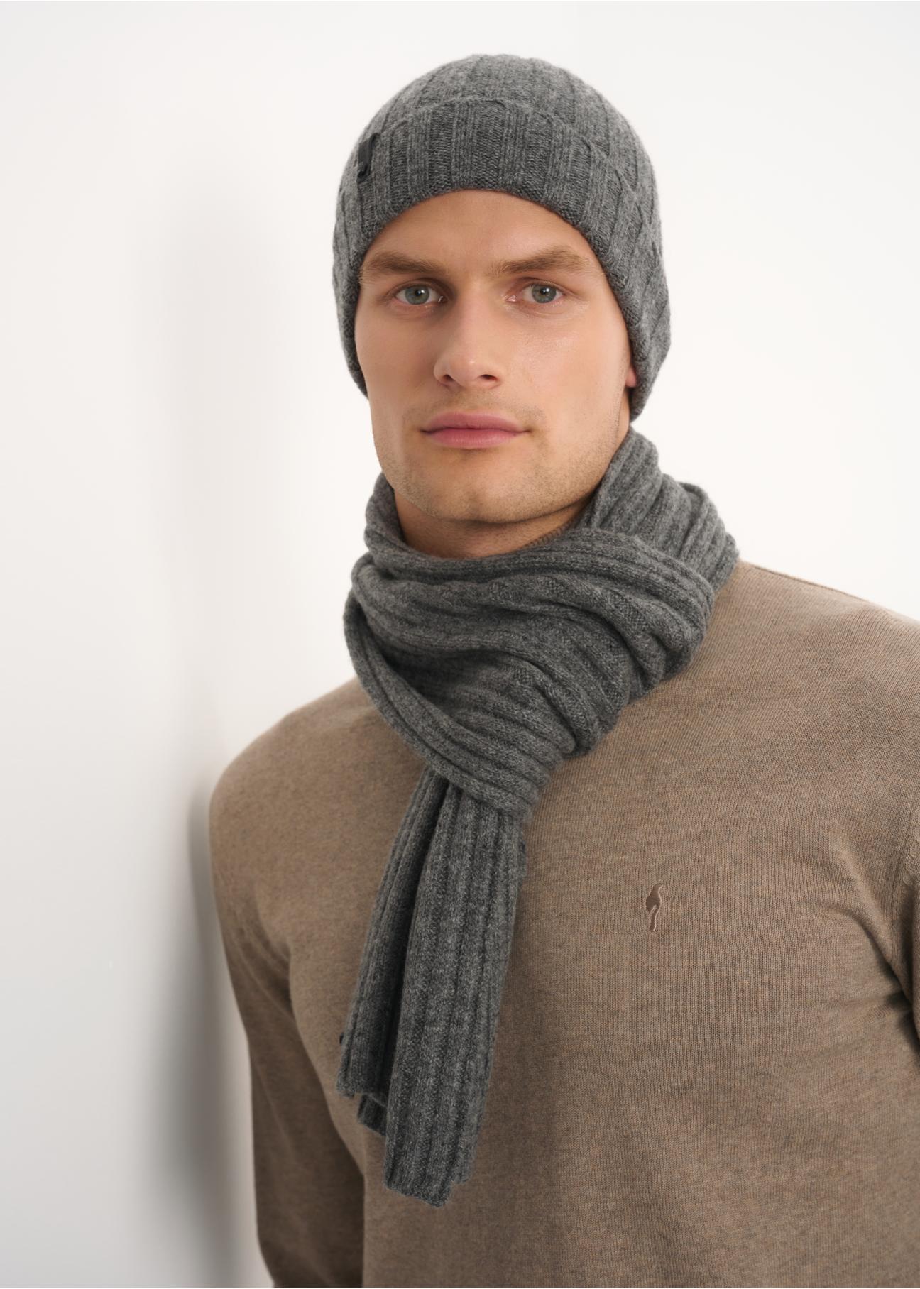 Grey men's scarf SZAMT-0030-91(Z24)-01