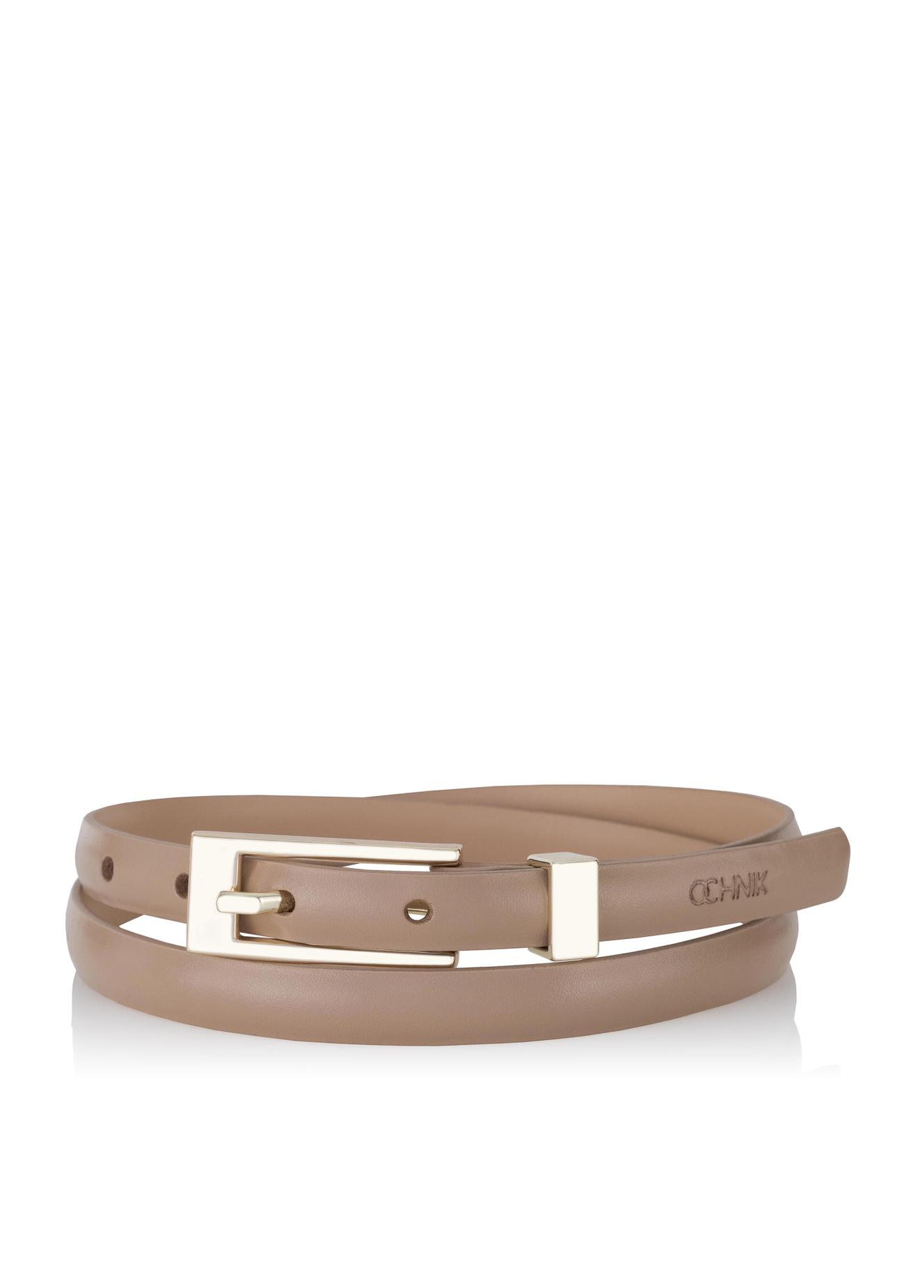 Thin beige leather women's belt PASDS-0150C-81(Z23)-01