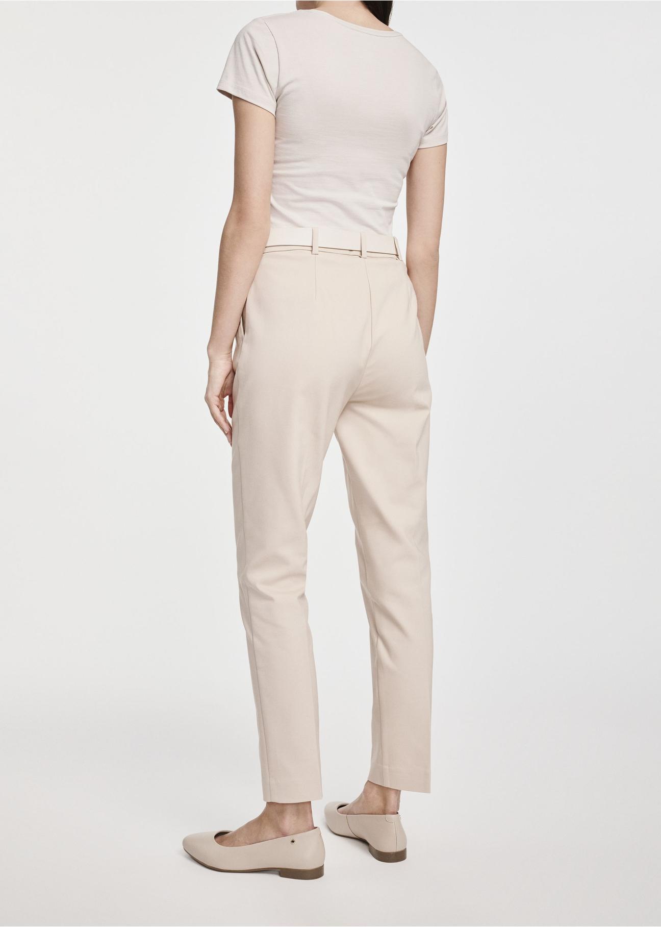 Beige women's pleated trousers SPODT-0090-82(W25)-02