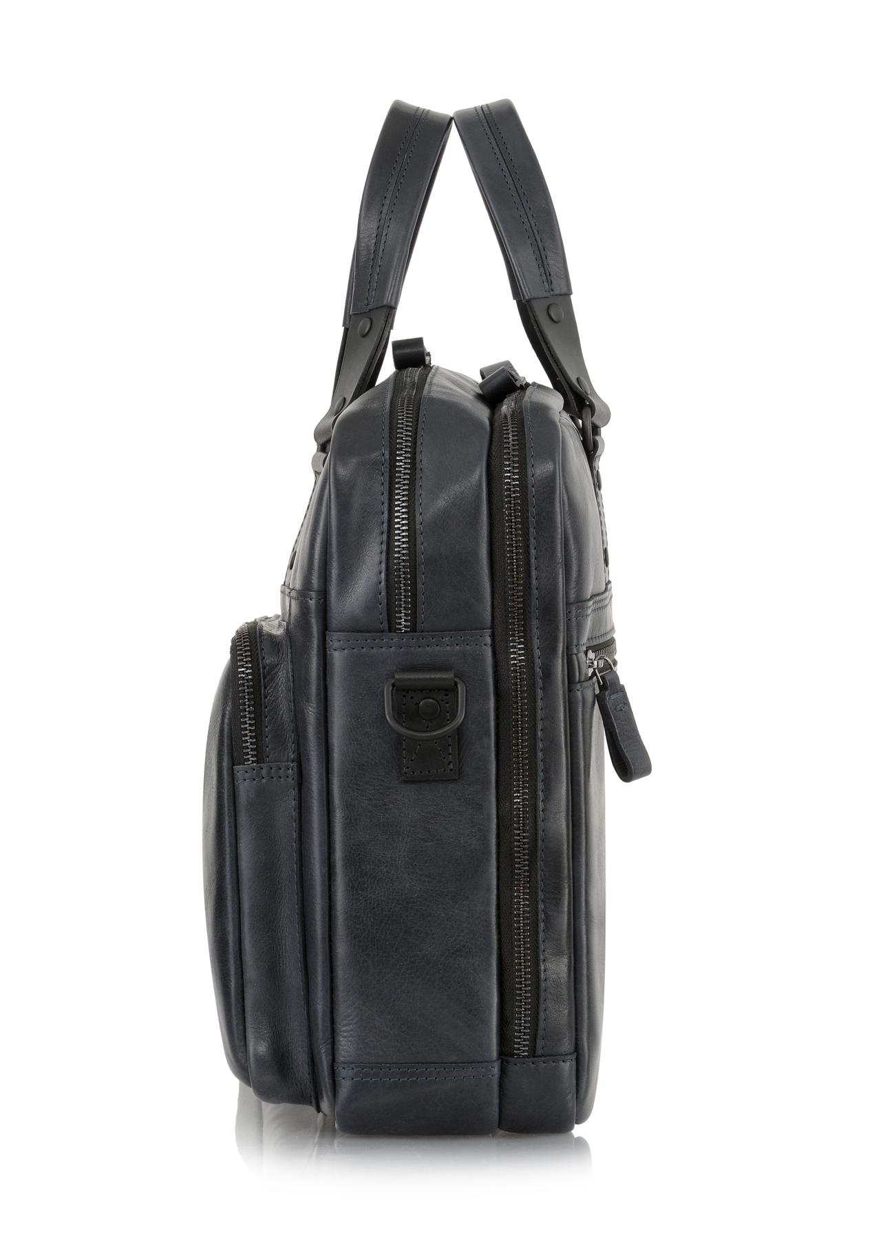 Men's navy blue leather bag TORMS-0100-69(W23)-03