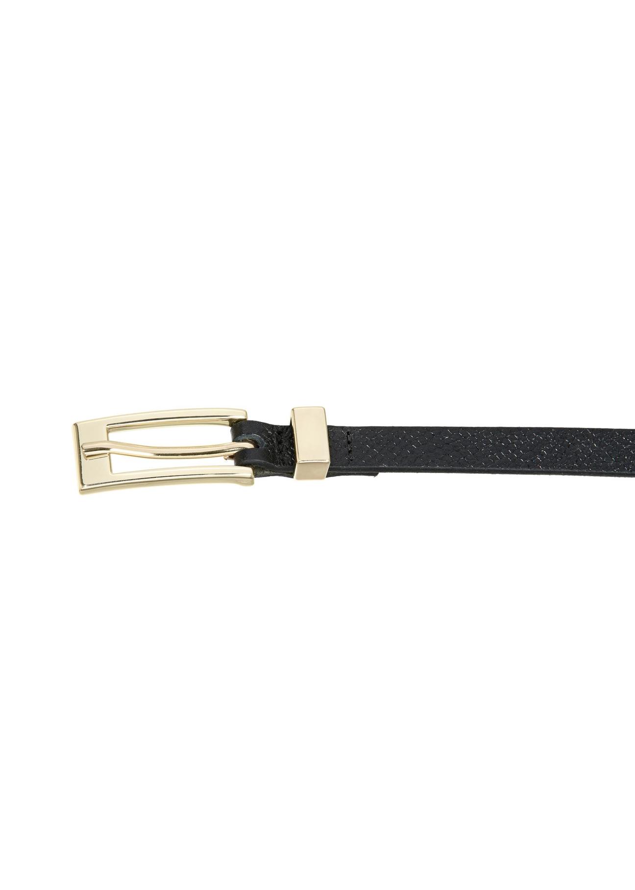 Thin black leather women's belt PASDS-0269A-99(W24)-03