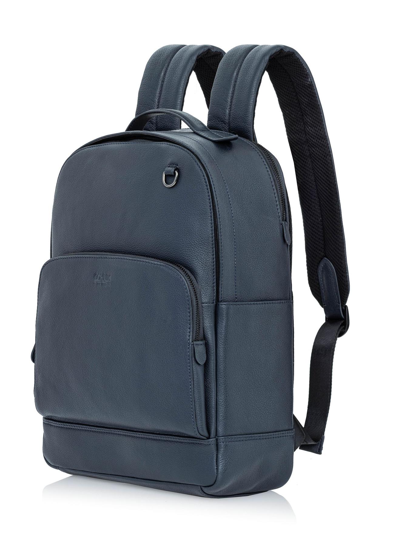 Navy blue men's leather backpack PLCMS-0018D-69(W25)-02