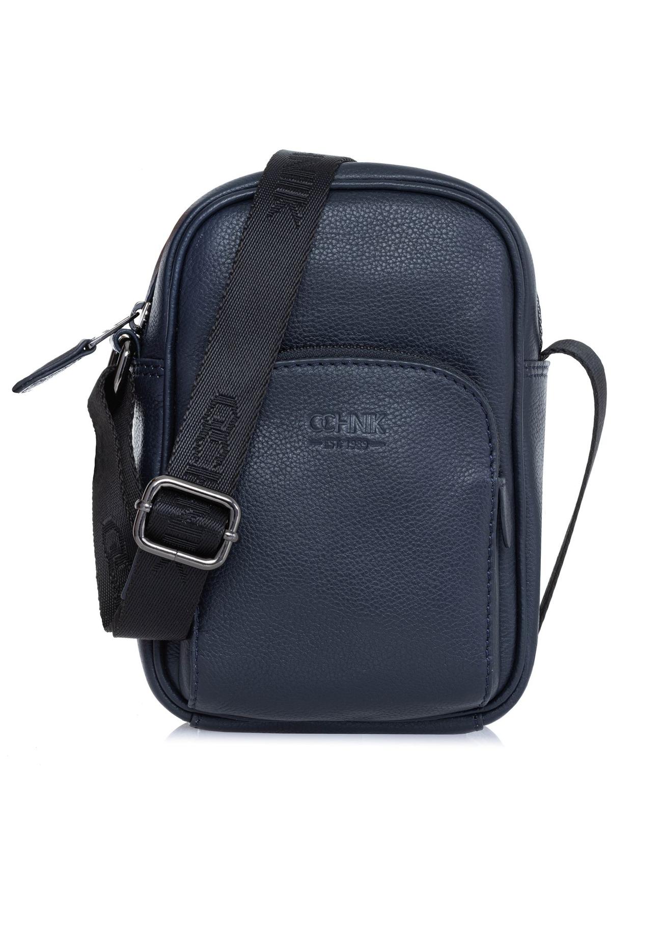 Navy blue leather men's bag TORMS-0017D-69(W25)-01