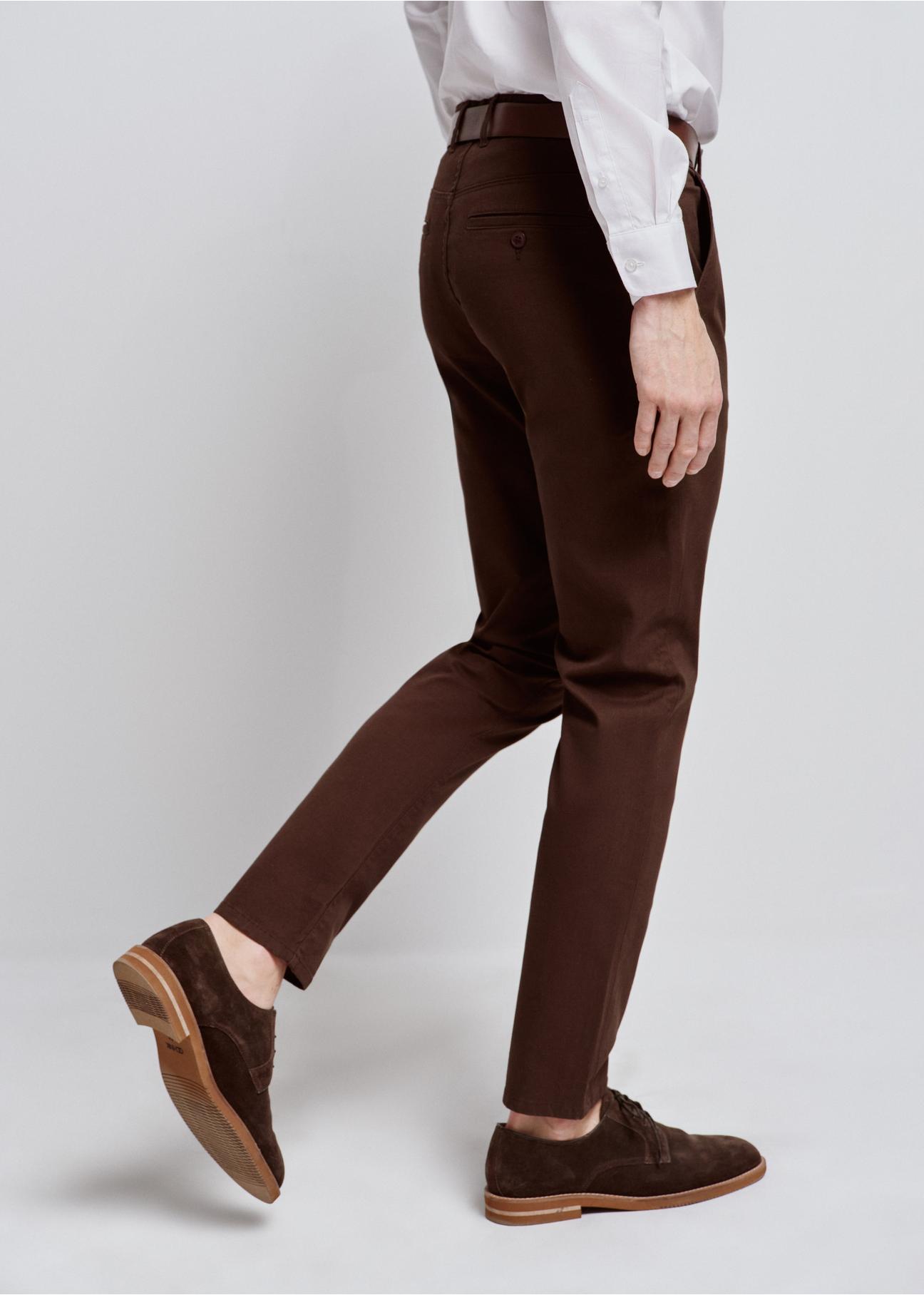 Brown men's chinos SPOMT-0087-90(W24)-02