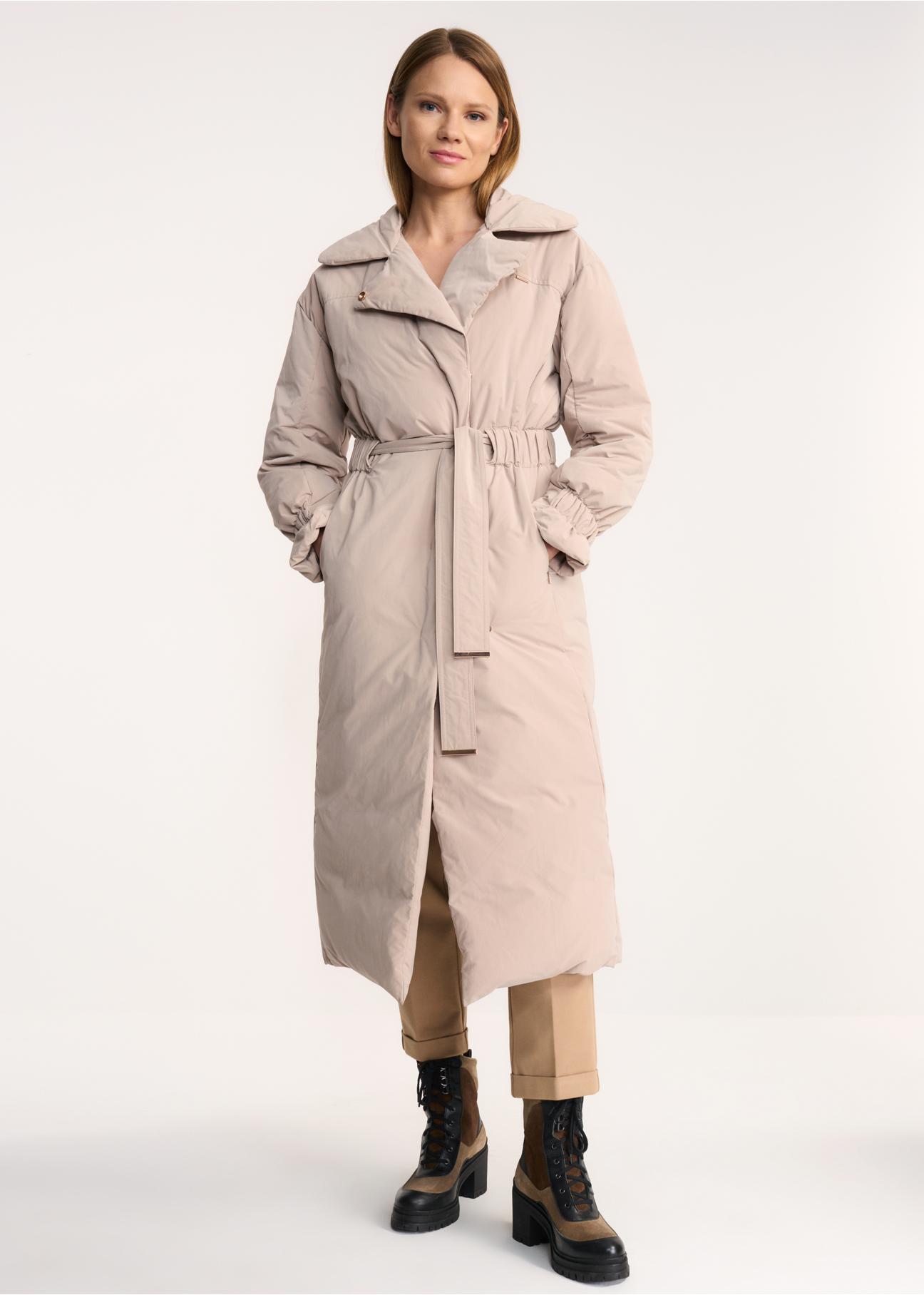 Women's coat with decorative crease KURDT-0383-81(Z22)-03