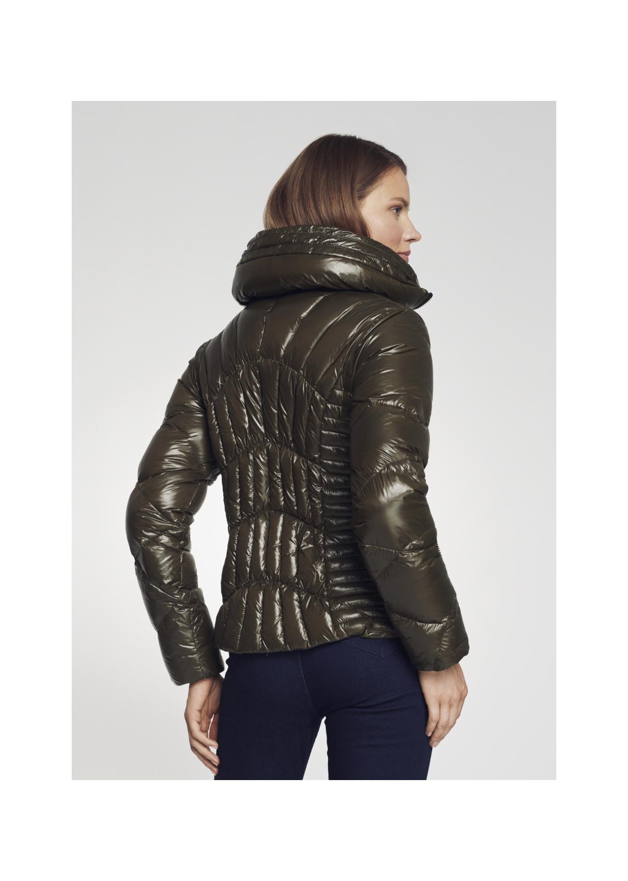 Women's quilted olive jacket KURDT-0320-54(Z21)-07