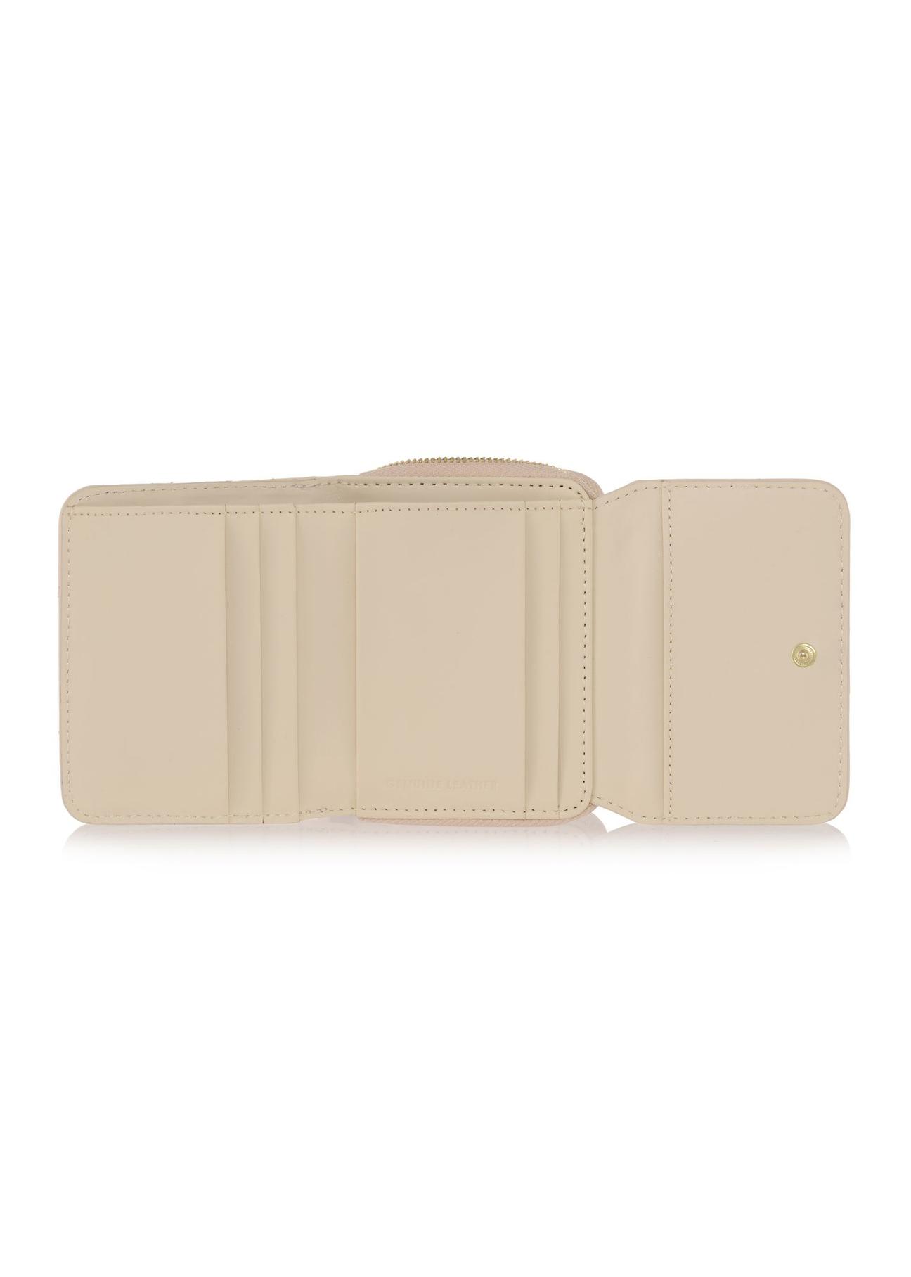 Women's cream leather wallet PORES-0802B-12(W23)-04