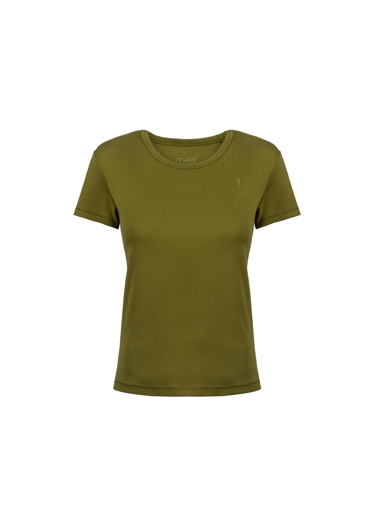 Women's khaki basic t-shirt TSHDT-0076-55(Z21)-02