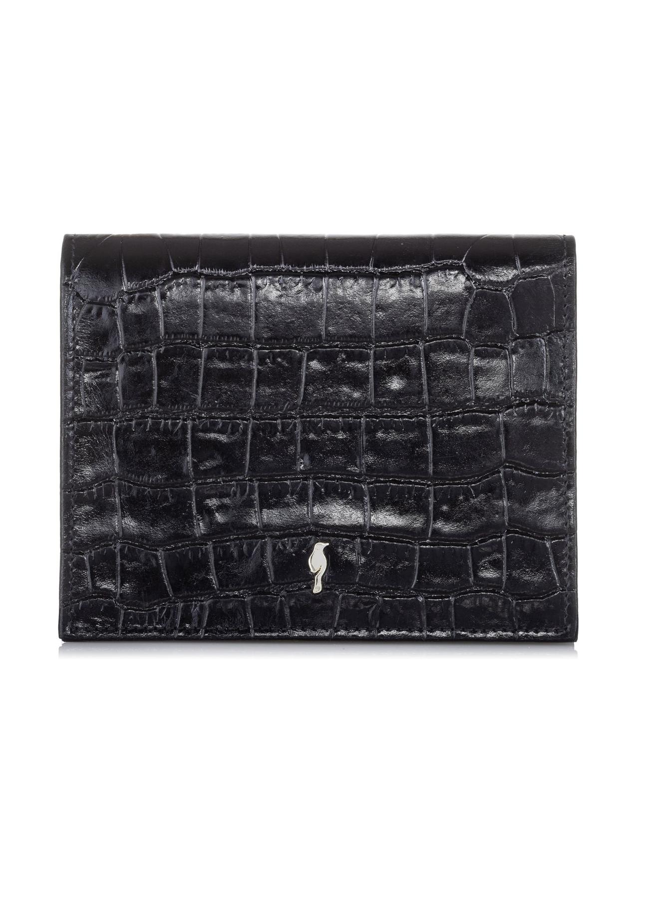 Women's small black croco wallet PORES-0846-99(W23)-01