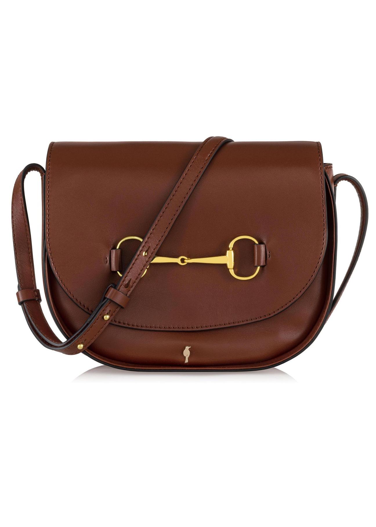 Brown leather handbag with buckle TORES-1004-87(W24)-01