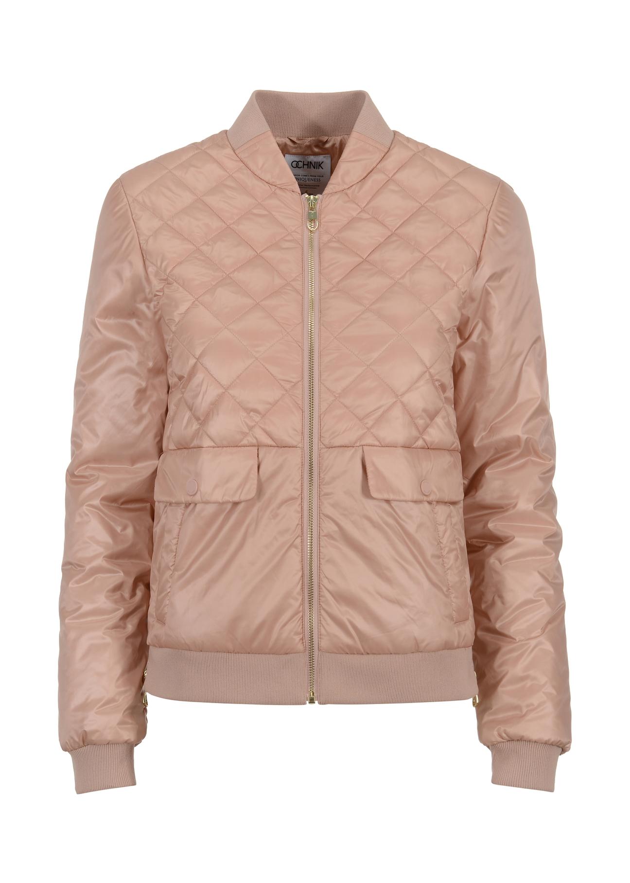 Pink quilted jacket for women KURDT-0418-34(W23)-04