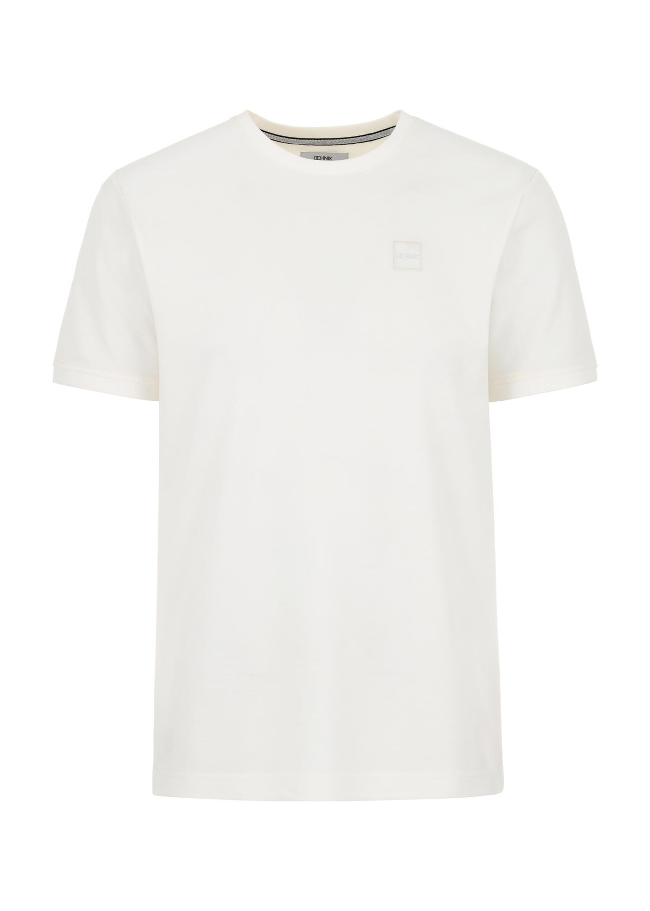 Cream men's basic T-shirt with logo TSHMT-0100-12(W24)-04