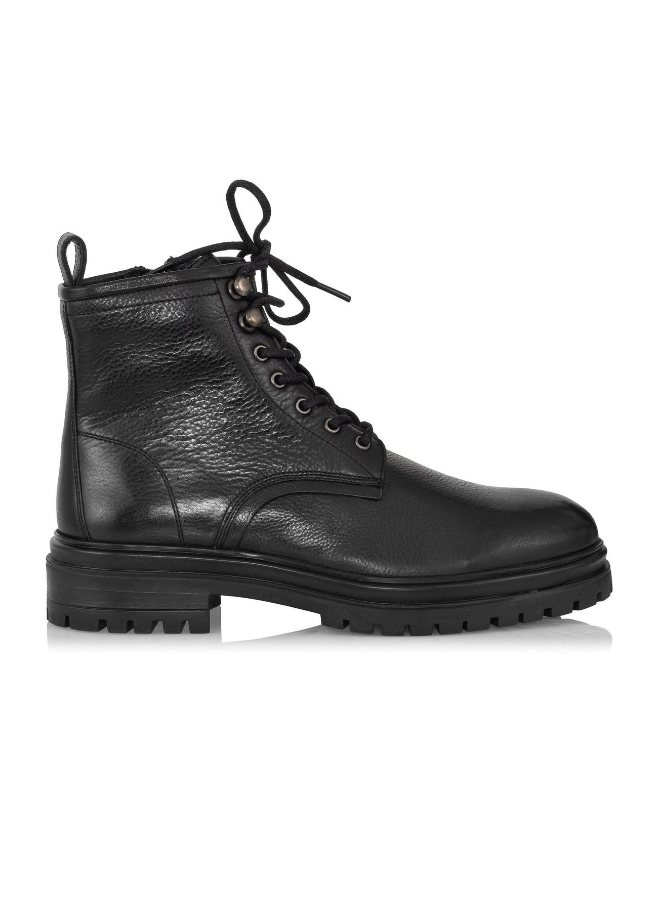 Black leather men's boots BUTYM-0402B-99(Z23)-01