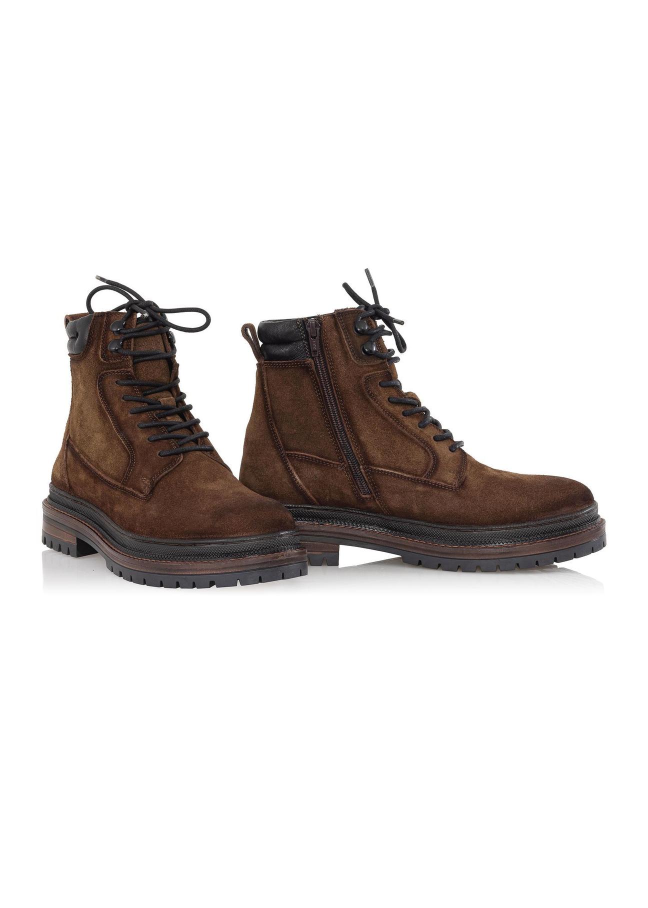 Brown leather men's boots BUTYM-0423B-89(Z23)-01