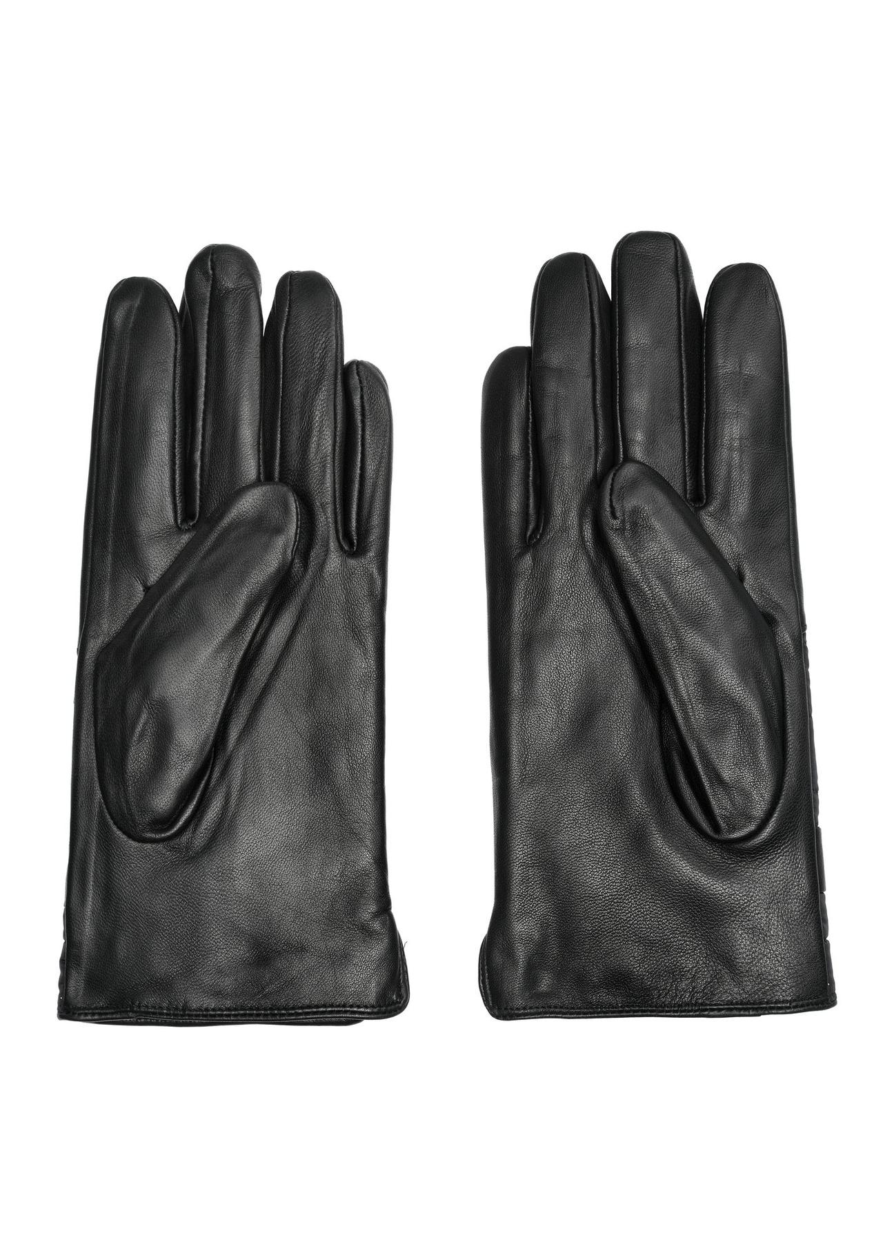 Black leather men's gloves REKMS-0079-99(Z24)