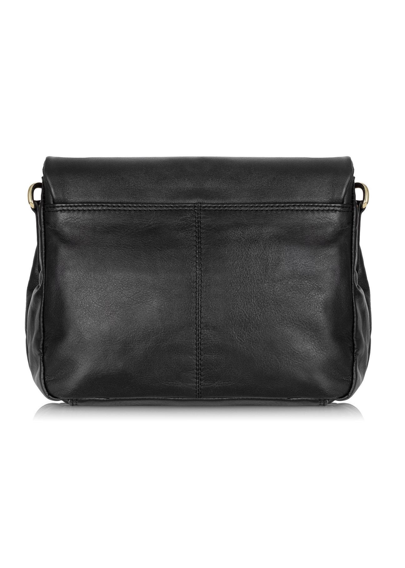 Women's black leather postbag TORES-0911A-99(W24)-04