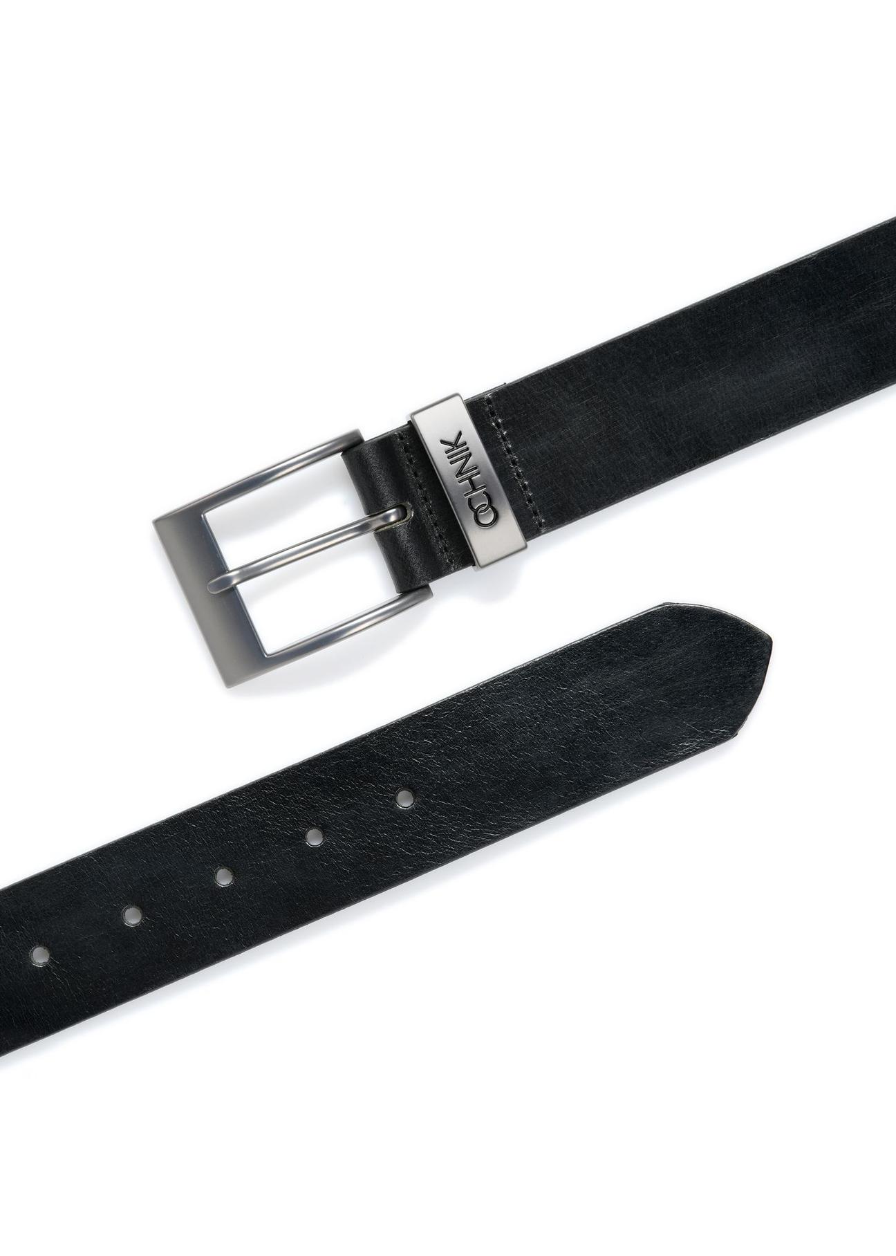 Leather black men's belt PASMS-0127C-98(Z24)-04