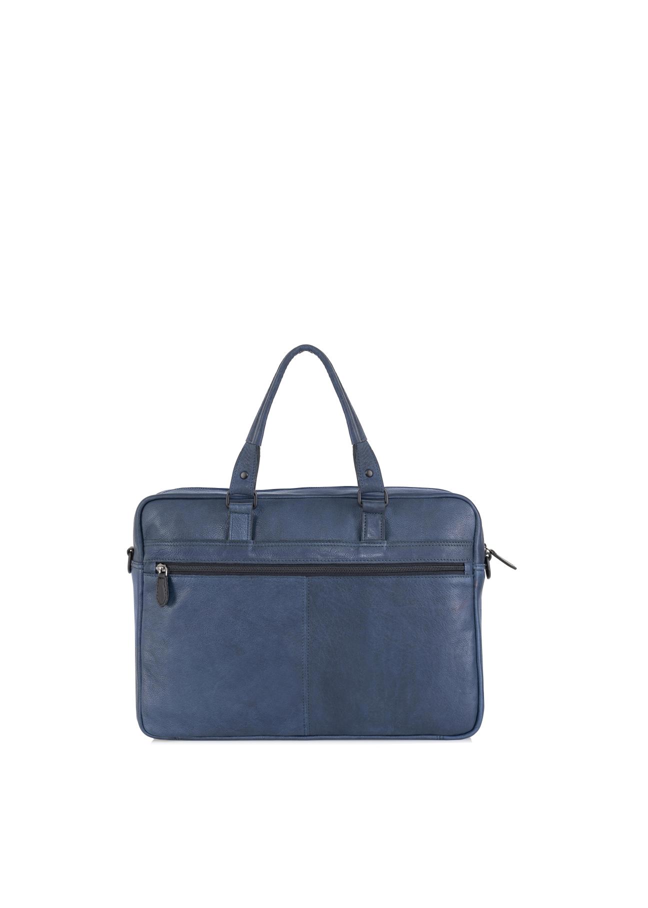 Men's navy blue leather bag TORMS-0046N-69(Z24)-03