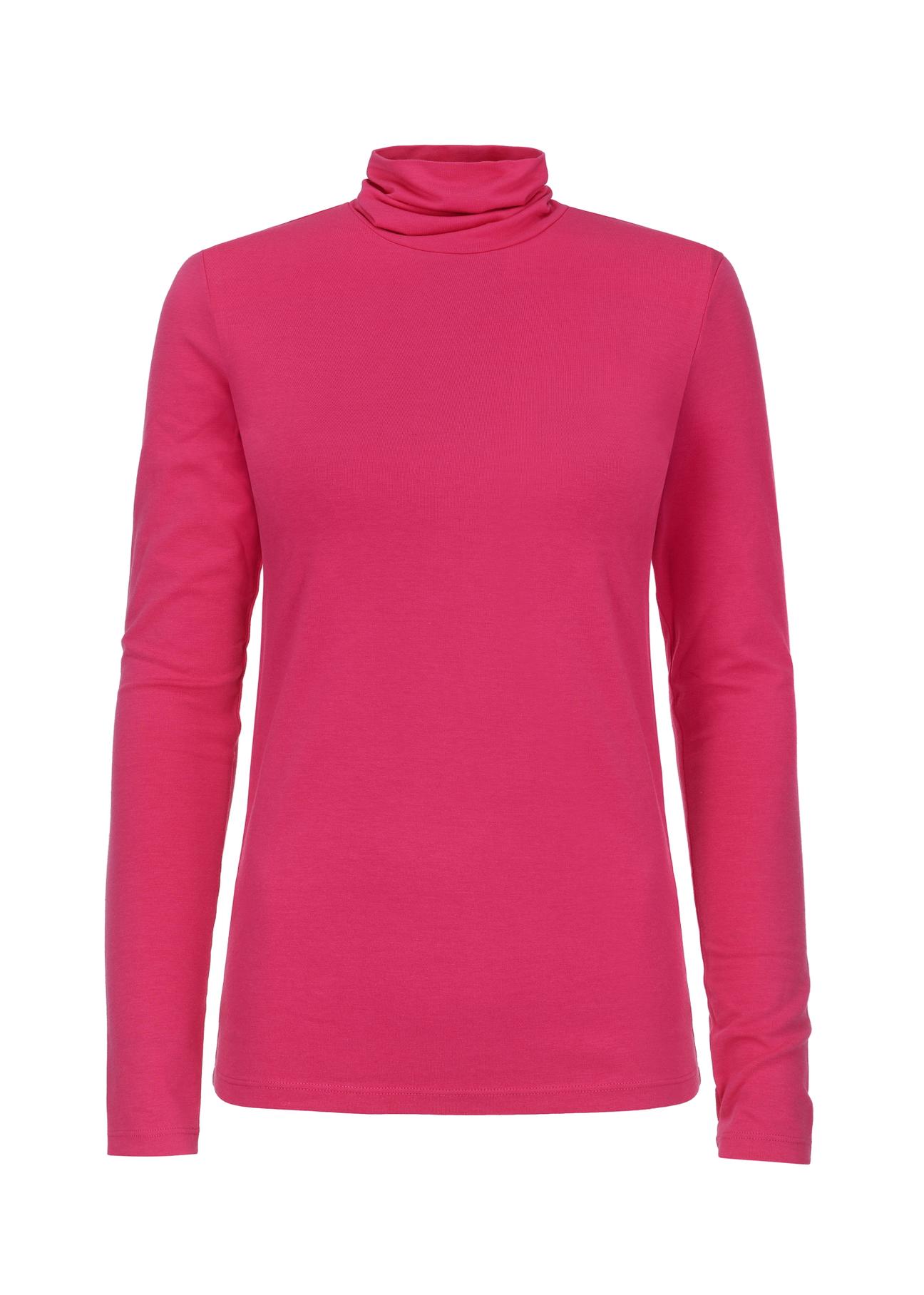 Pink women's longsleeve blouse with turtleneck LSLDT-0040-31(Z23)-03