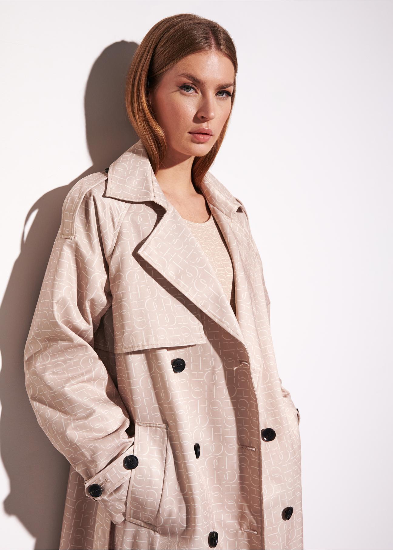 Women's double-breasted monogrammed coat KURDT-0444-81(W23)-02