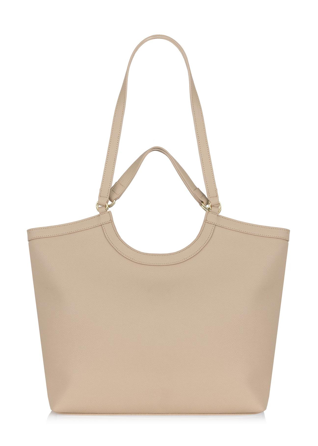 Beige imitation leather shopper bag TOREC-0871-81(W24)-05