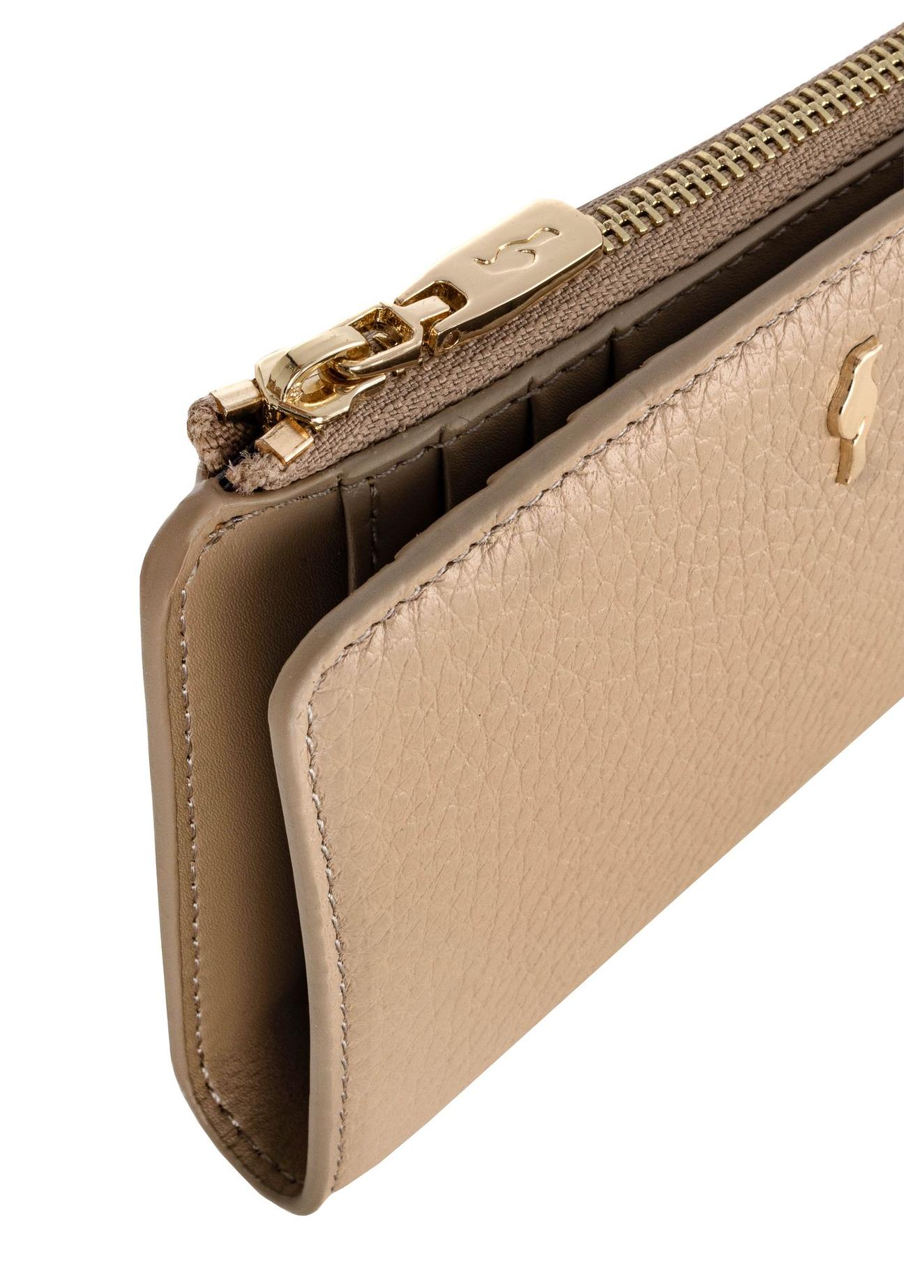 Women's beige leather wallet PORES-0904-80(W24)-06