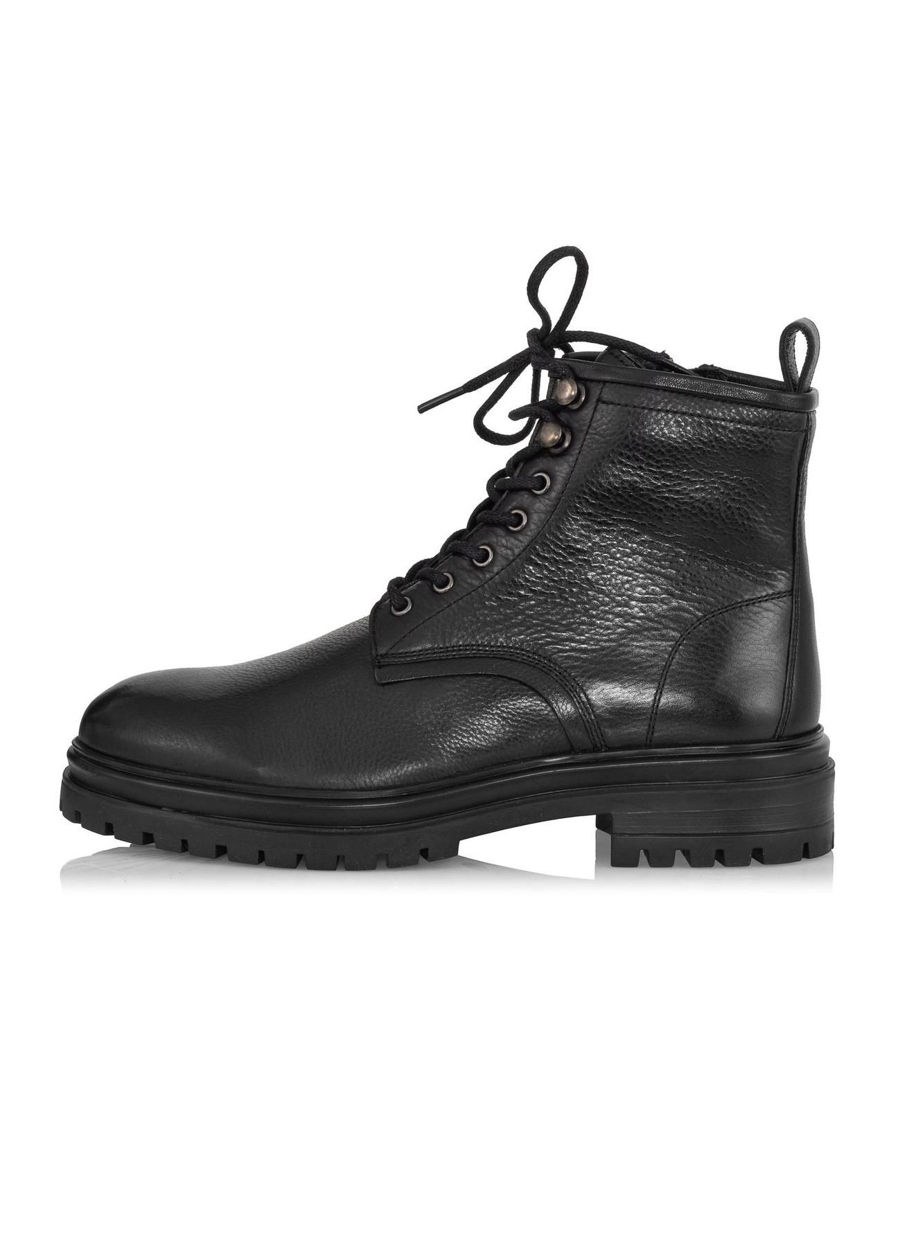 Black leather men's boots BUTYM-0402B-99(Z24)