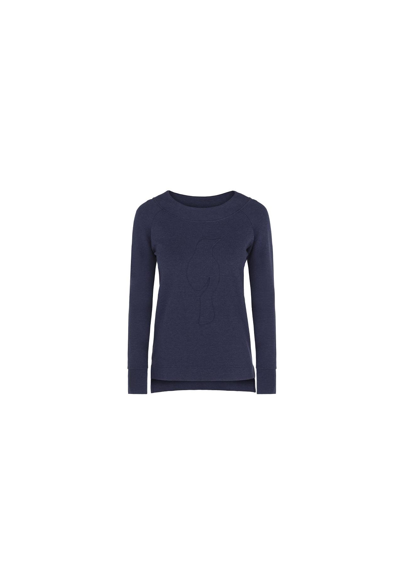 Navy blue women's sweatshirt with embossed oriole BLZDT-0009-69(Z19)-01