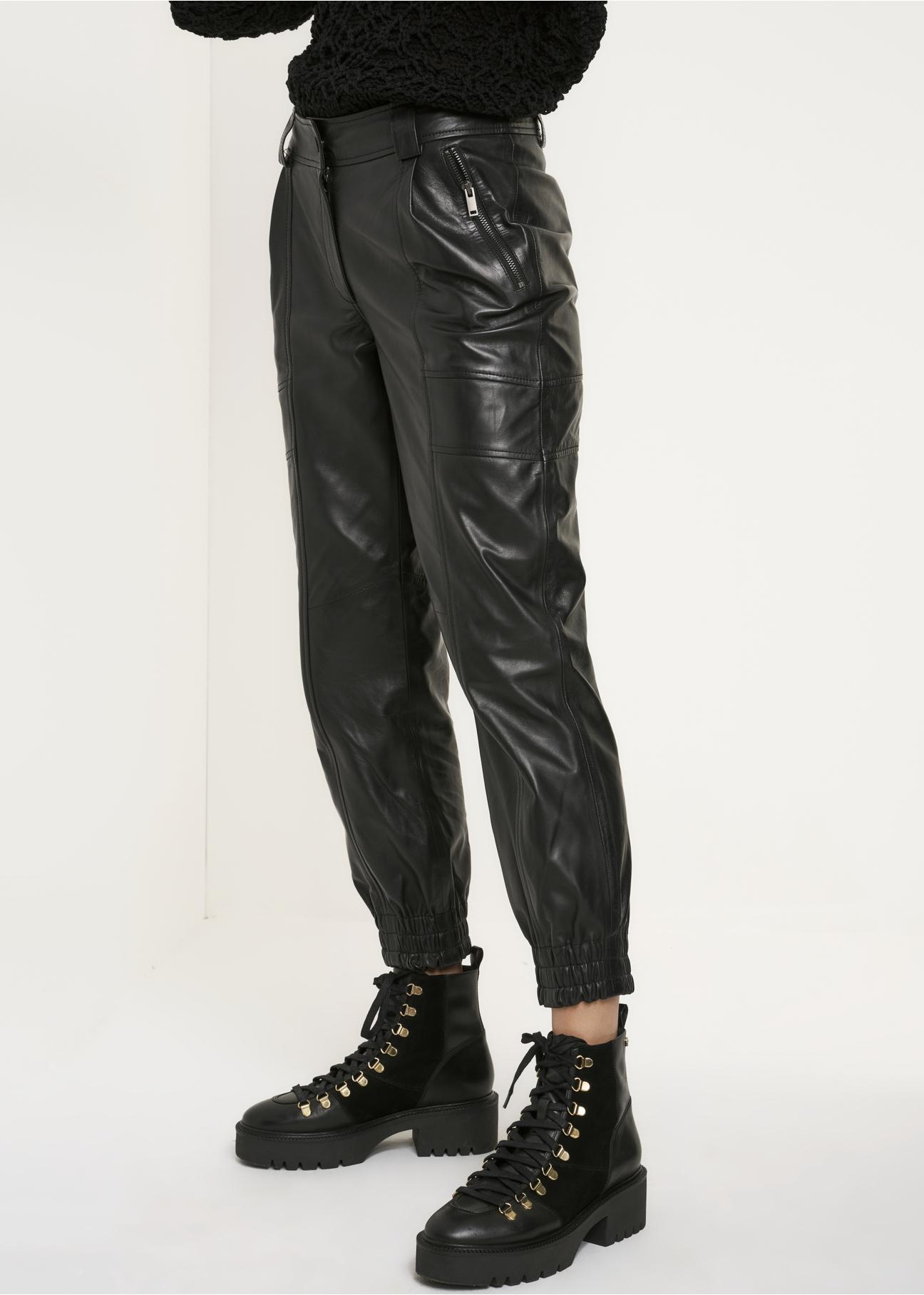 Women's leather joggers SPODS-0033-5339(W24)-01