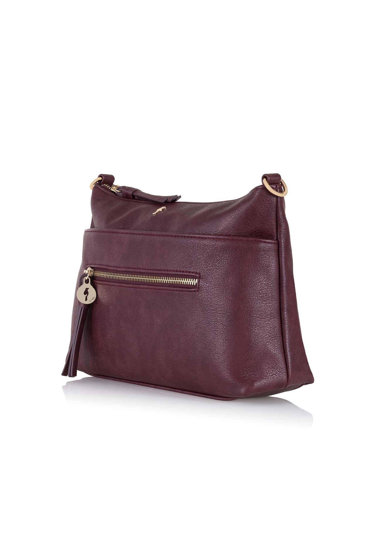 Maroon women's three-compartment handbag TOREC-0838-49(Z23)-02