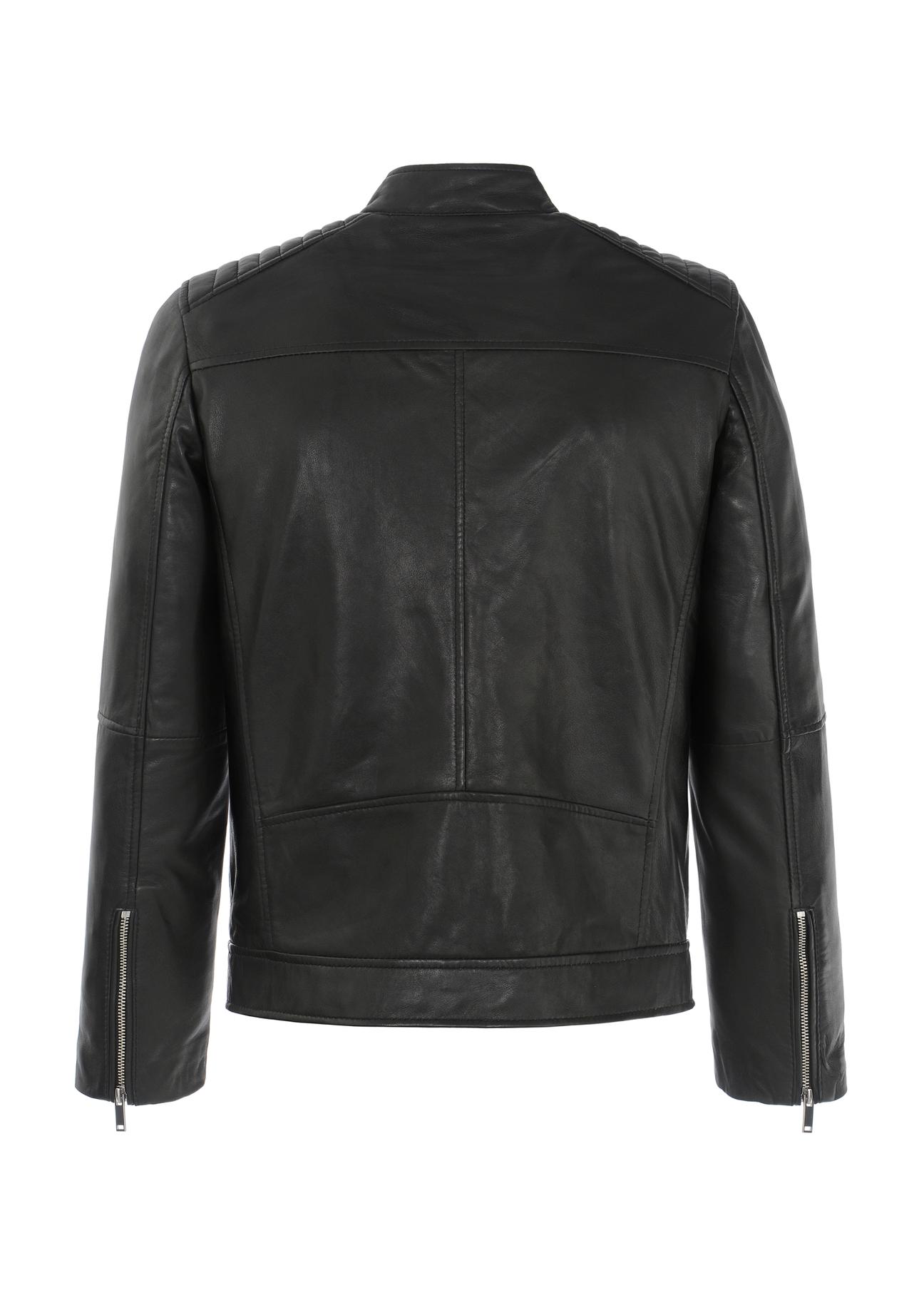 Men's leather jacket with stand-up collar KURMS-0191-5491(KS)-02