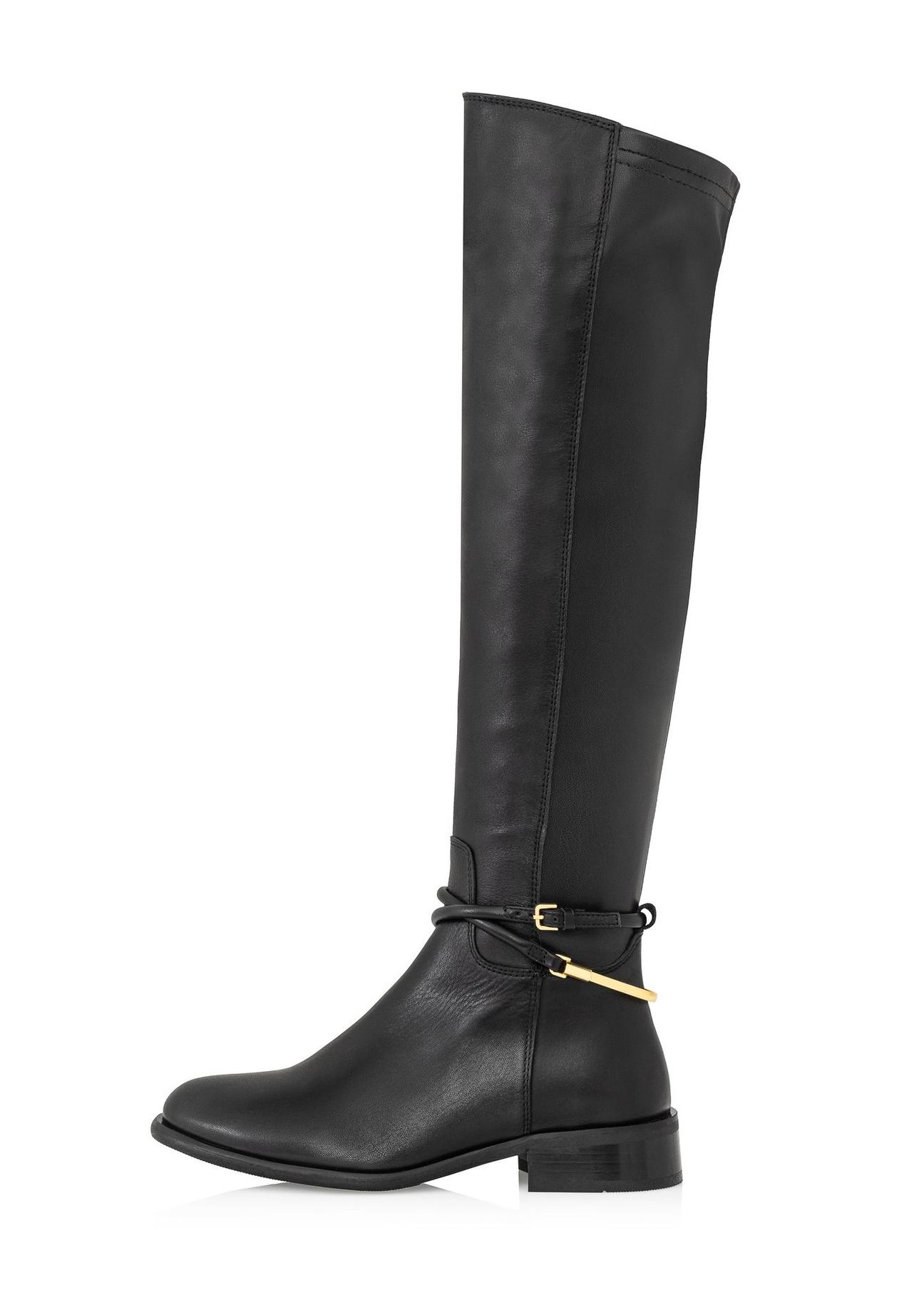 Black leather women's boots BUTYD-1136-99(Z24)