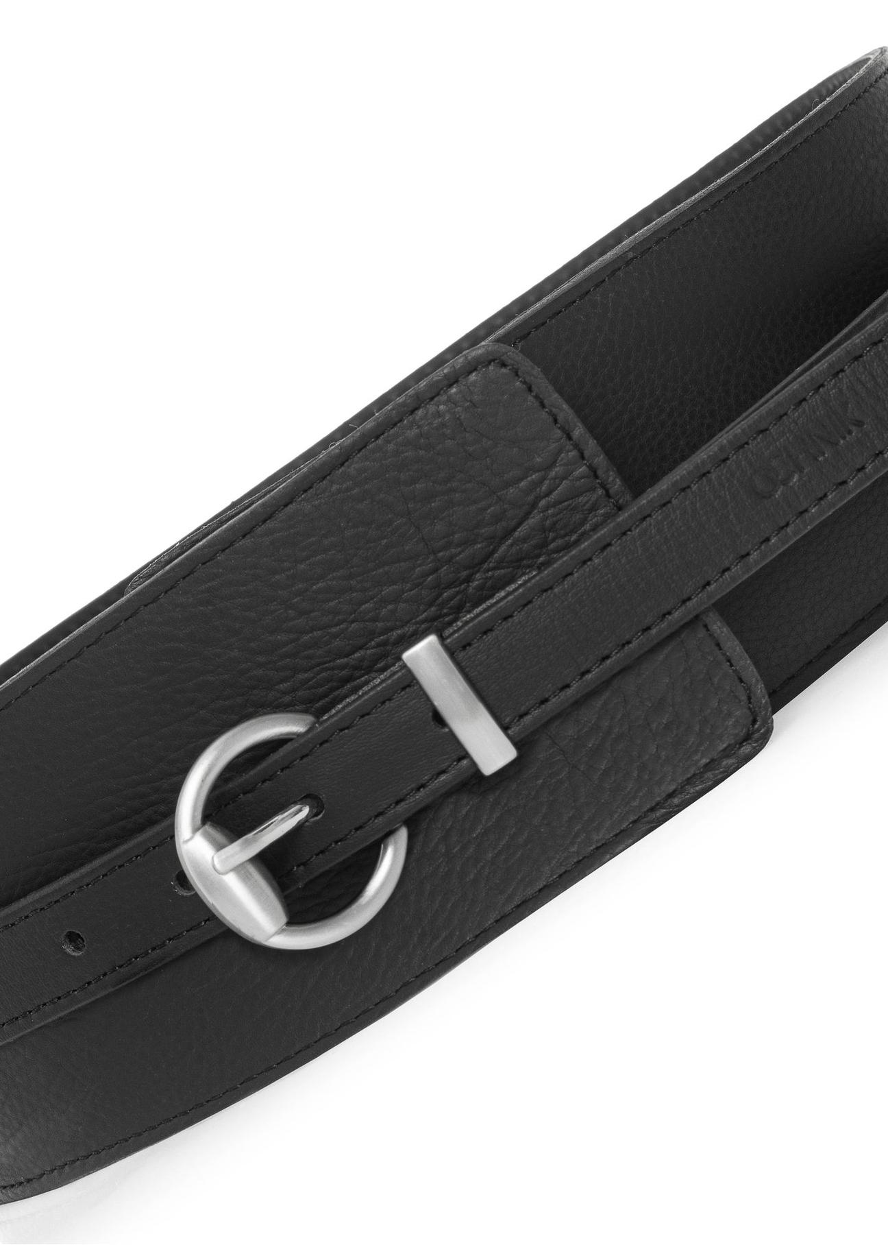 Black leather women's belt 2in1 PASDS-0314-99(Z24)