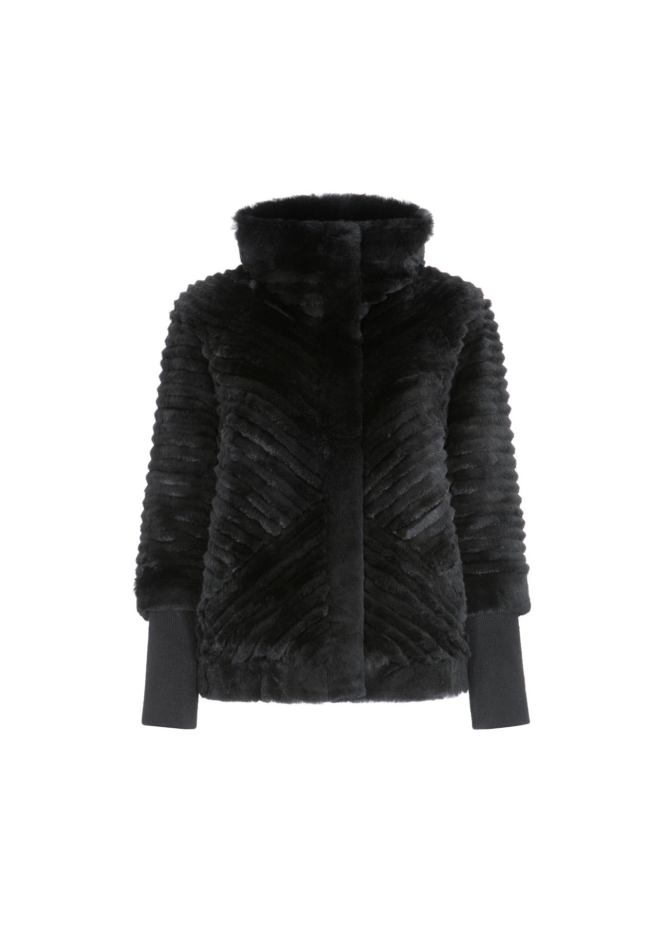 Women's short fur coat with stand-up collar FUTDF-0082-5501(Z21)-02