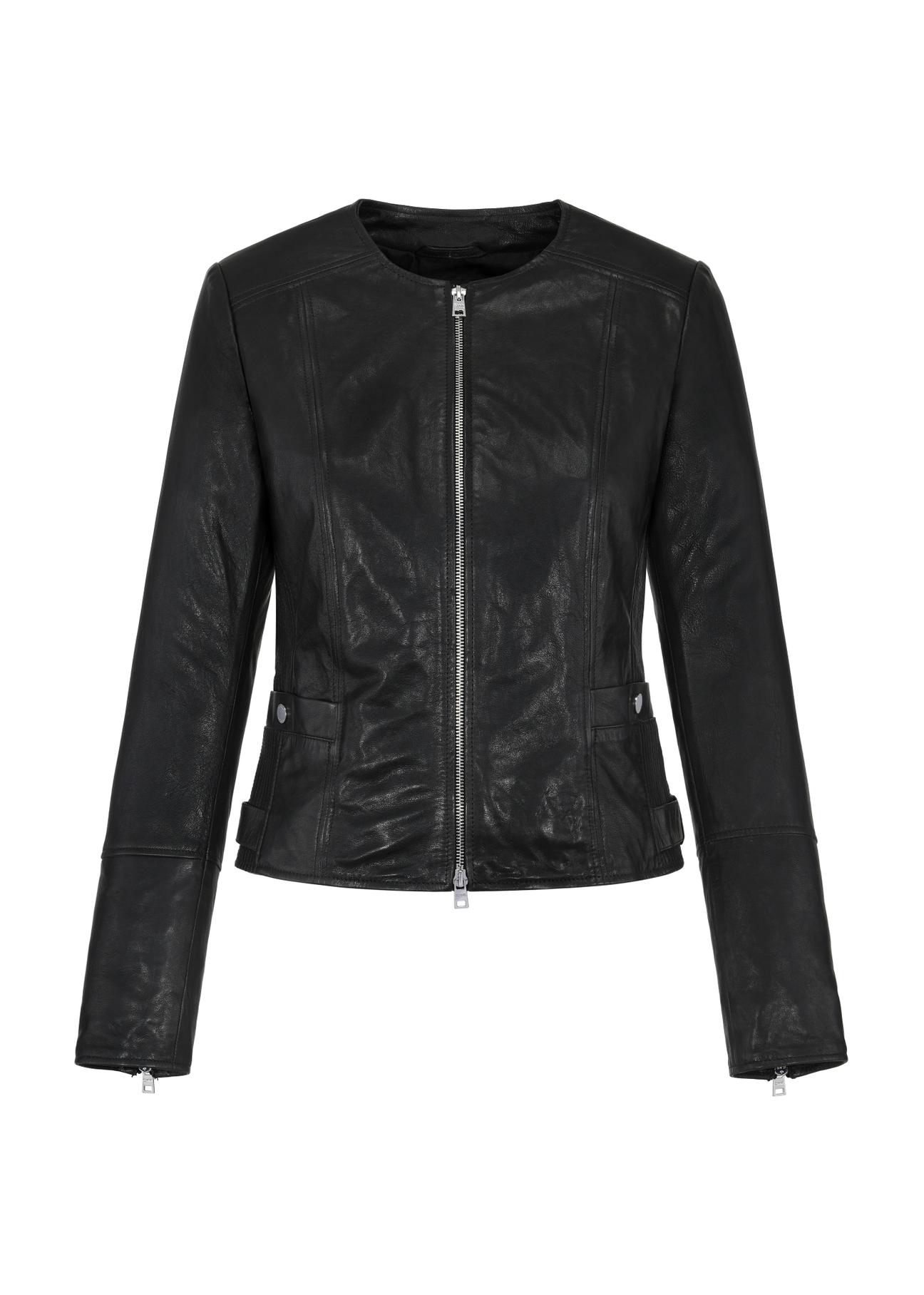 Women's black leather jacket KURDS-0478-1348(W24)-04