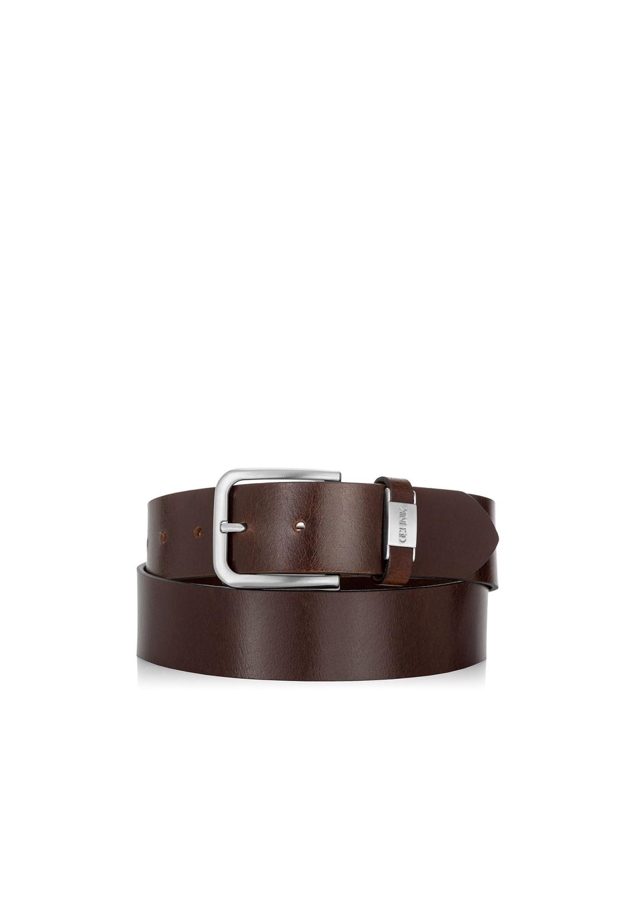 Brown leather men's belt PASMS-0129B-89(W23)-01