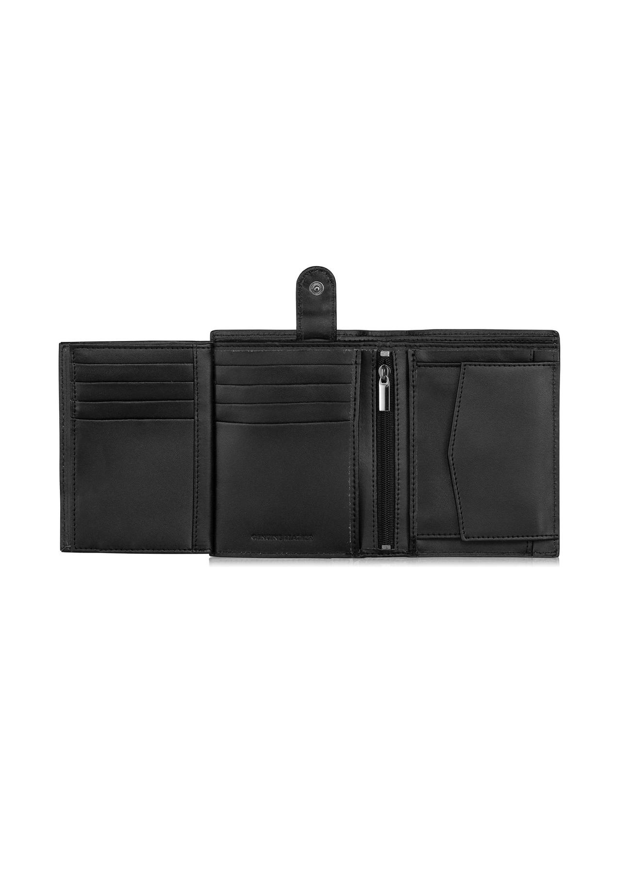 Men's black leather wallet with monogram PORMS-0600-98(Z23)-05