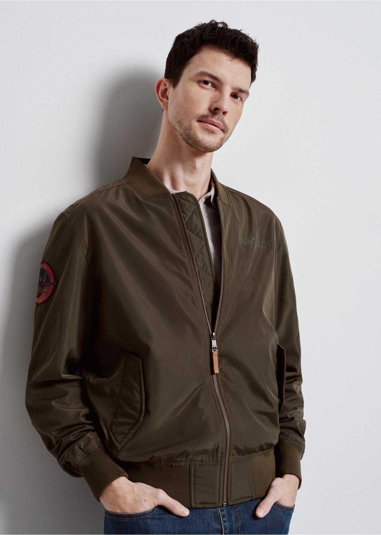 Olive colored men's bomber jacket TOP GUN KURMT-0352-57(W24).-05