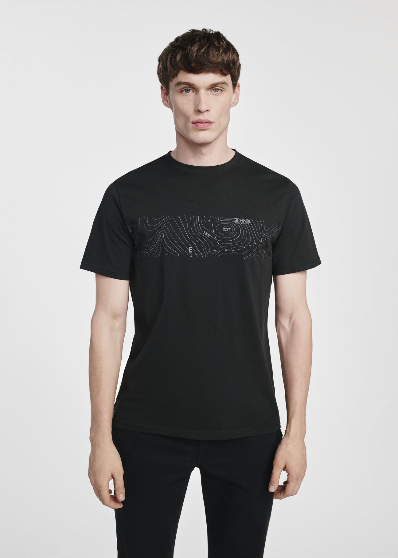 Black men's t-shirt with print TSHMT-0126-99(W25)-03