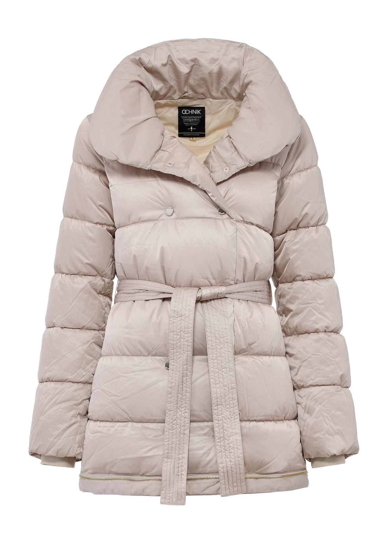 Beige quilted women's winter jacket KURDT-0546-80(Z24)-03