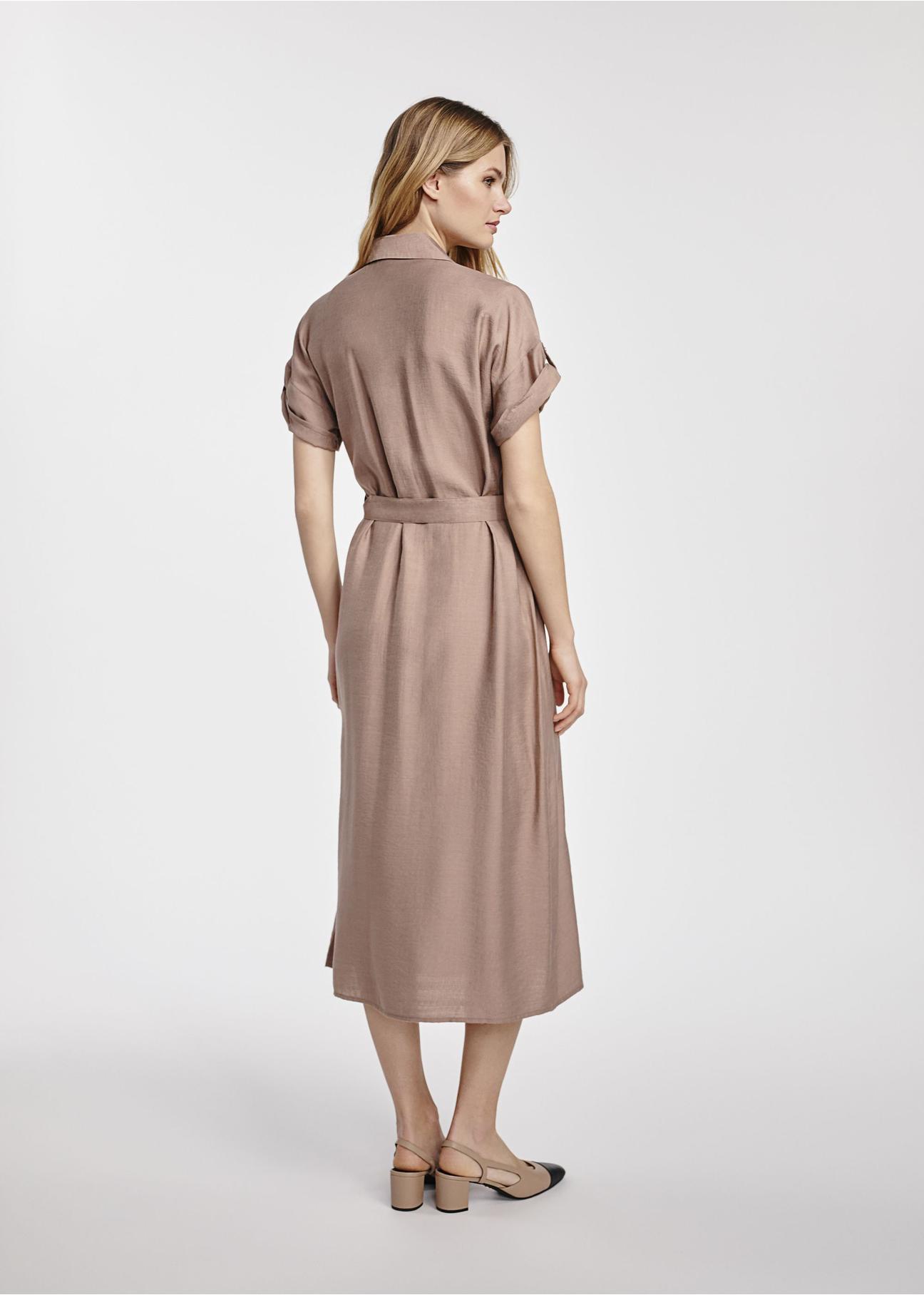 Brown long dress with short sleeves SUKDT-0180A-24(W25)-05