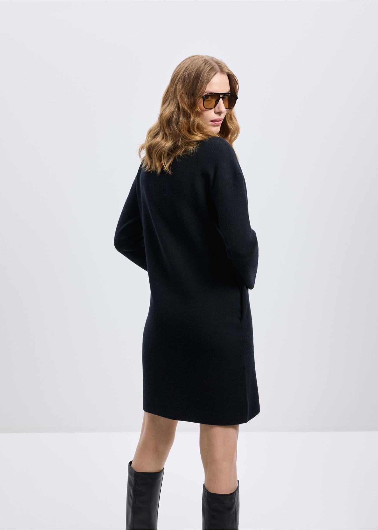 Black turtleneck dress SUKDT-0206-99(Z24)-03