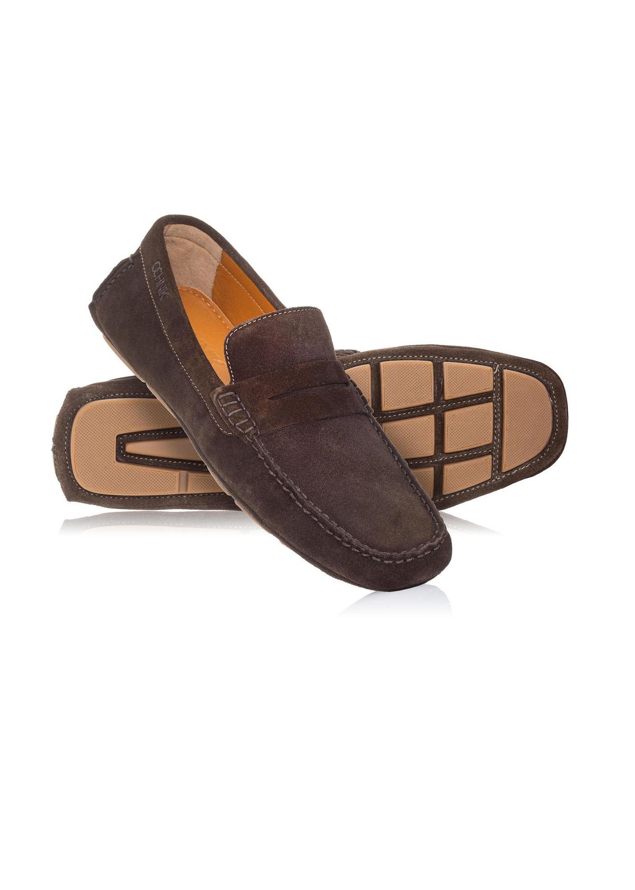 Brown leather men's moccasins BUTYM-0429-90(W24)-04