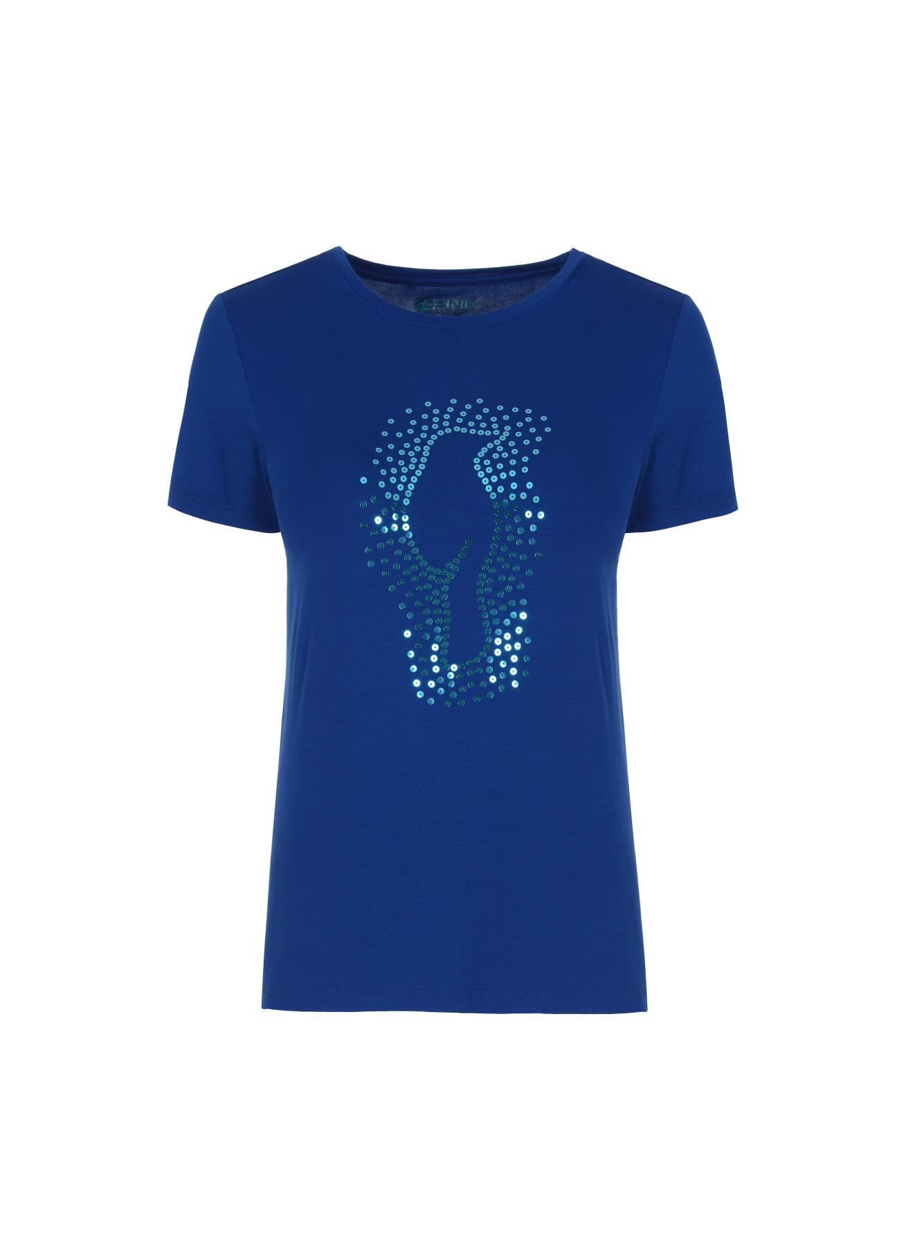 Blue Women's T-shirt with oriole TSHDT-0070-61(Z20)-02