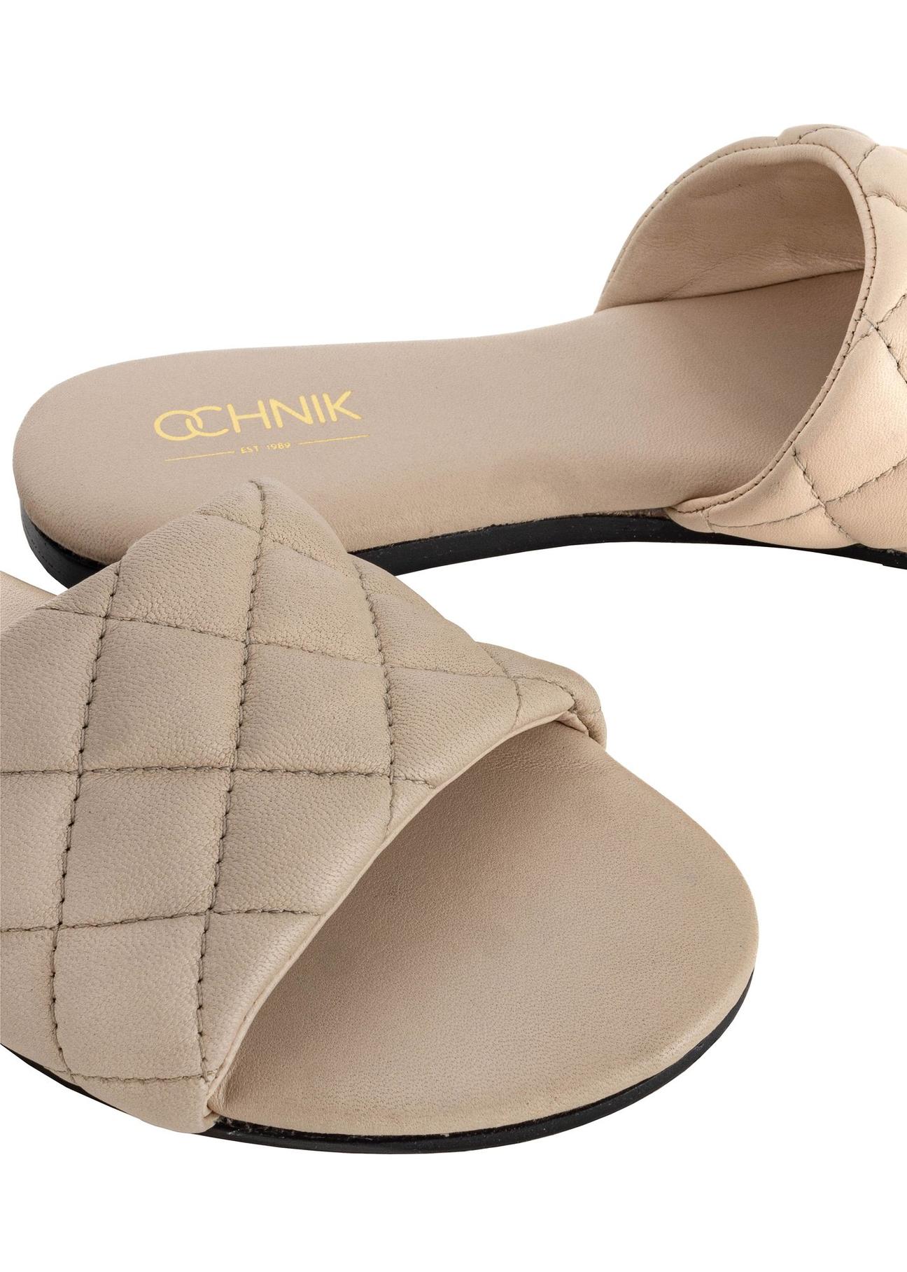 Leather beige quilted flip-flops BUTYD-1066-81(W24)-06