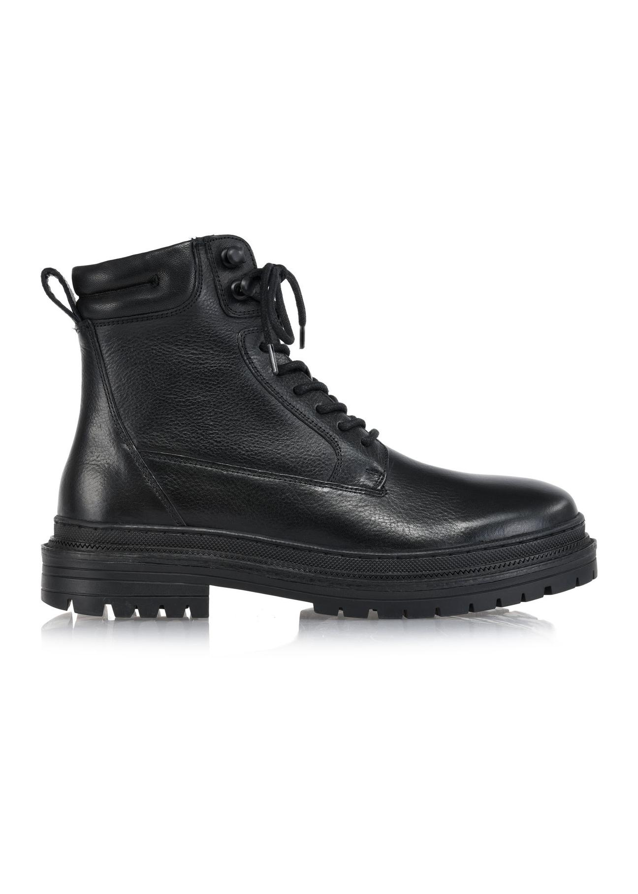 Black leather men's ankle boots BUTYM-0423B-99(Z24)-01