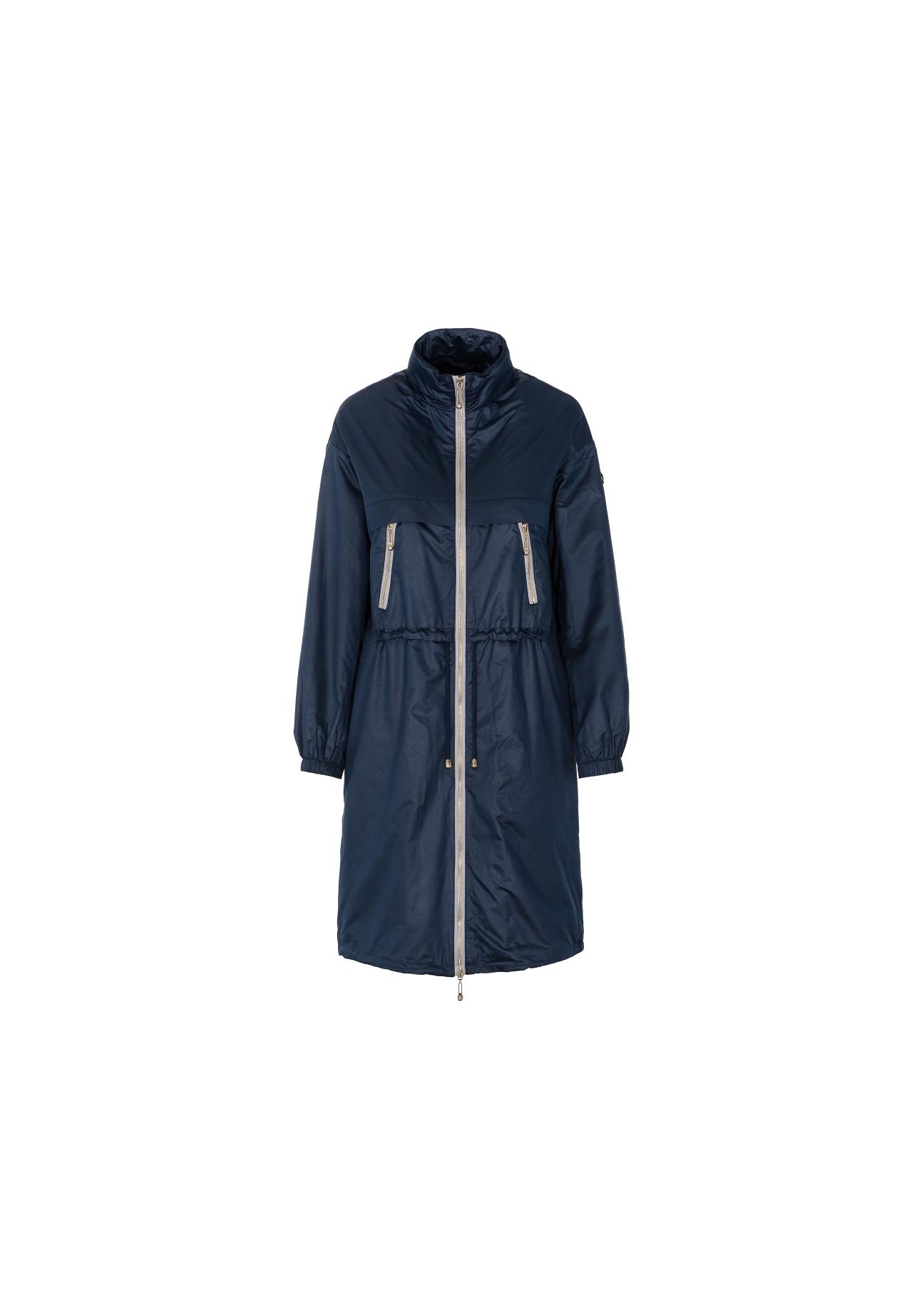 Navy blue women's parka with hood KURDT-0164-69(W19)-01