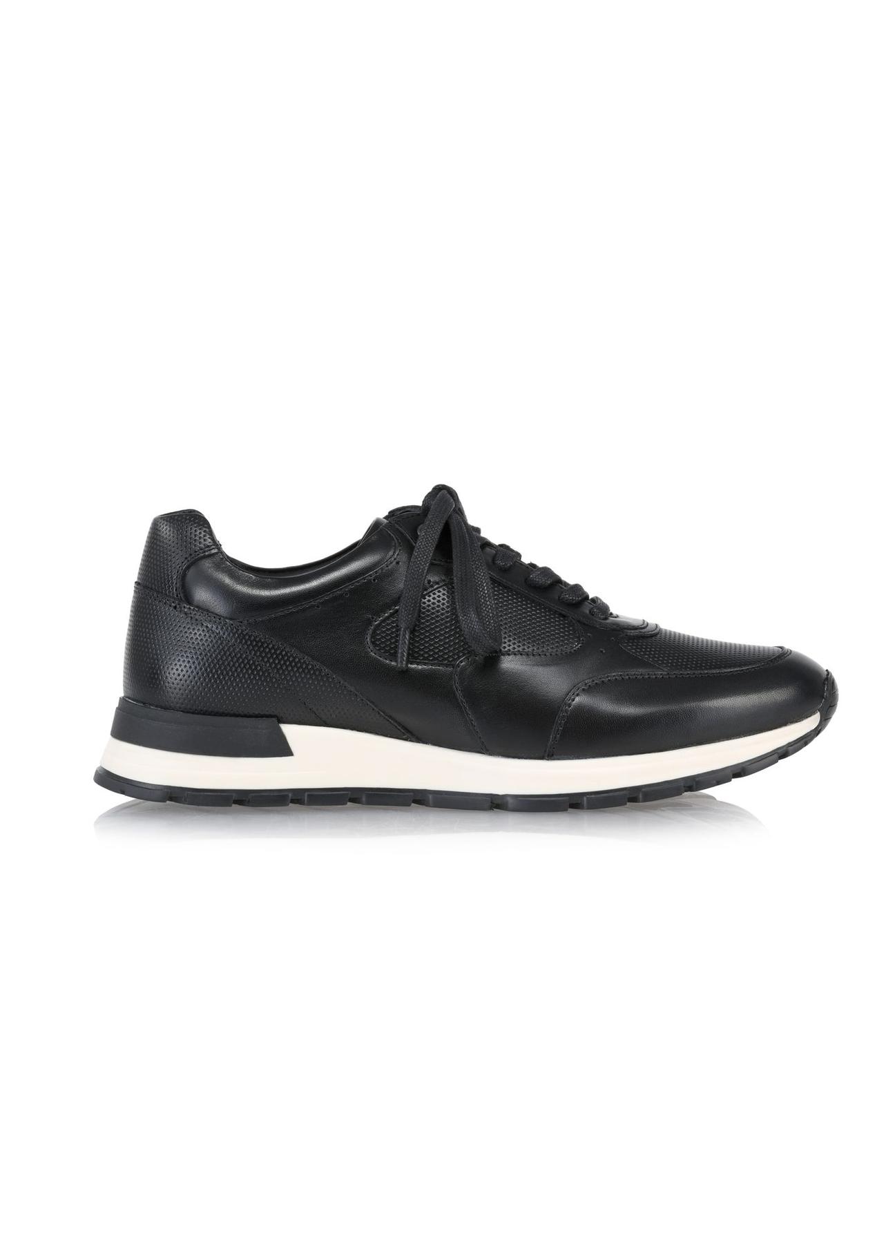 Black leather men's sneakers BUTYM-0480-99(Z24)-01