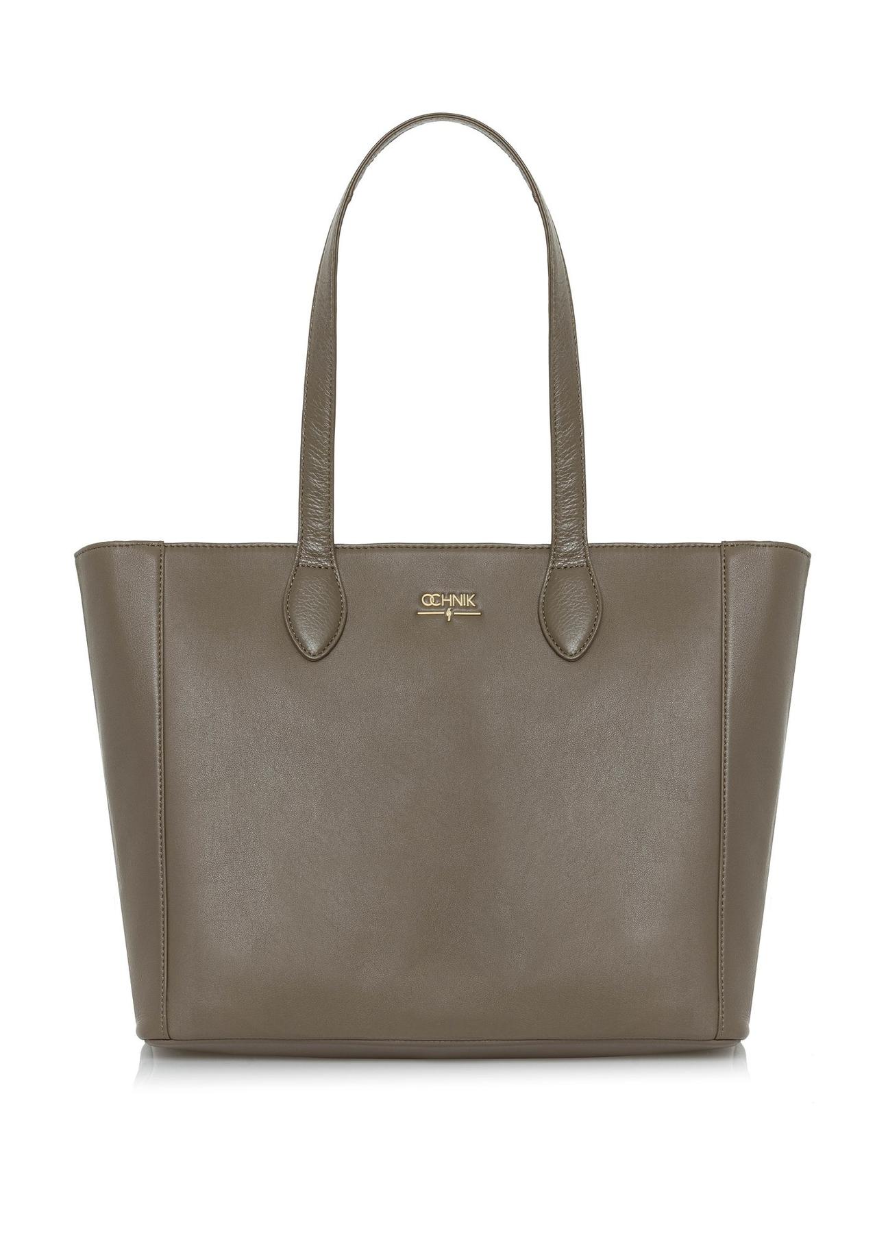 Large beige leather shopper bag TORES-0971-80(Z24)-01