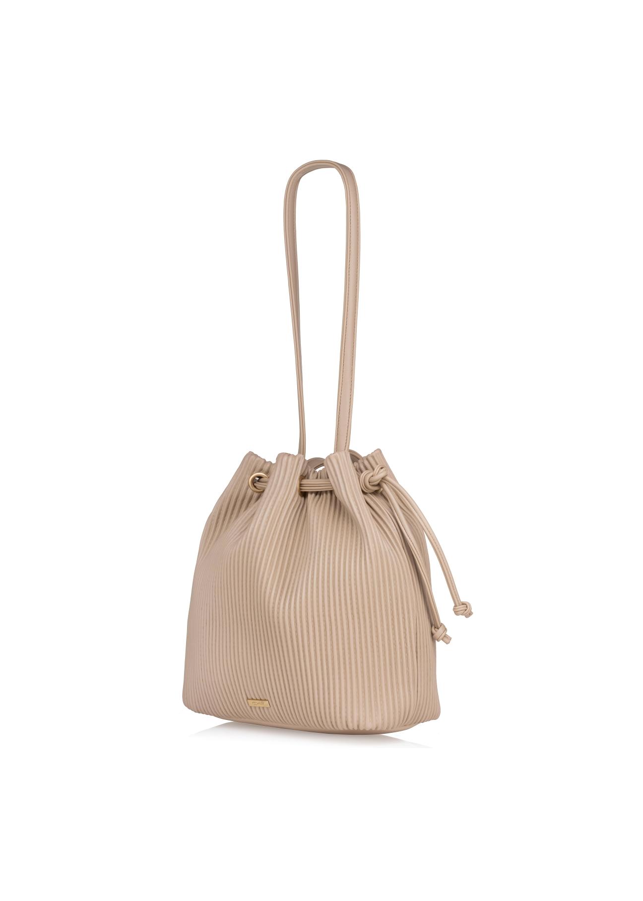 Beige ribbed bag for women TOREC-0609-81(W22)-02